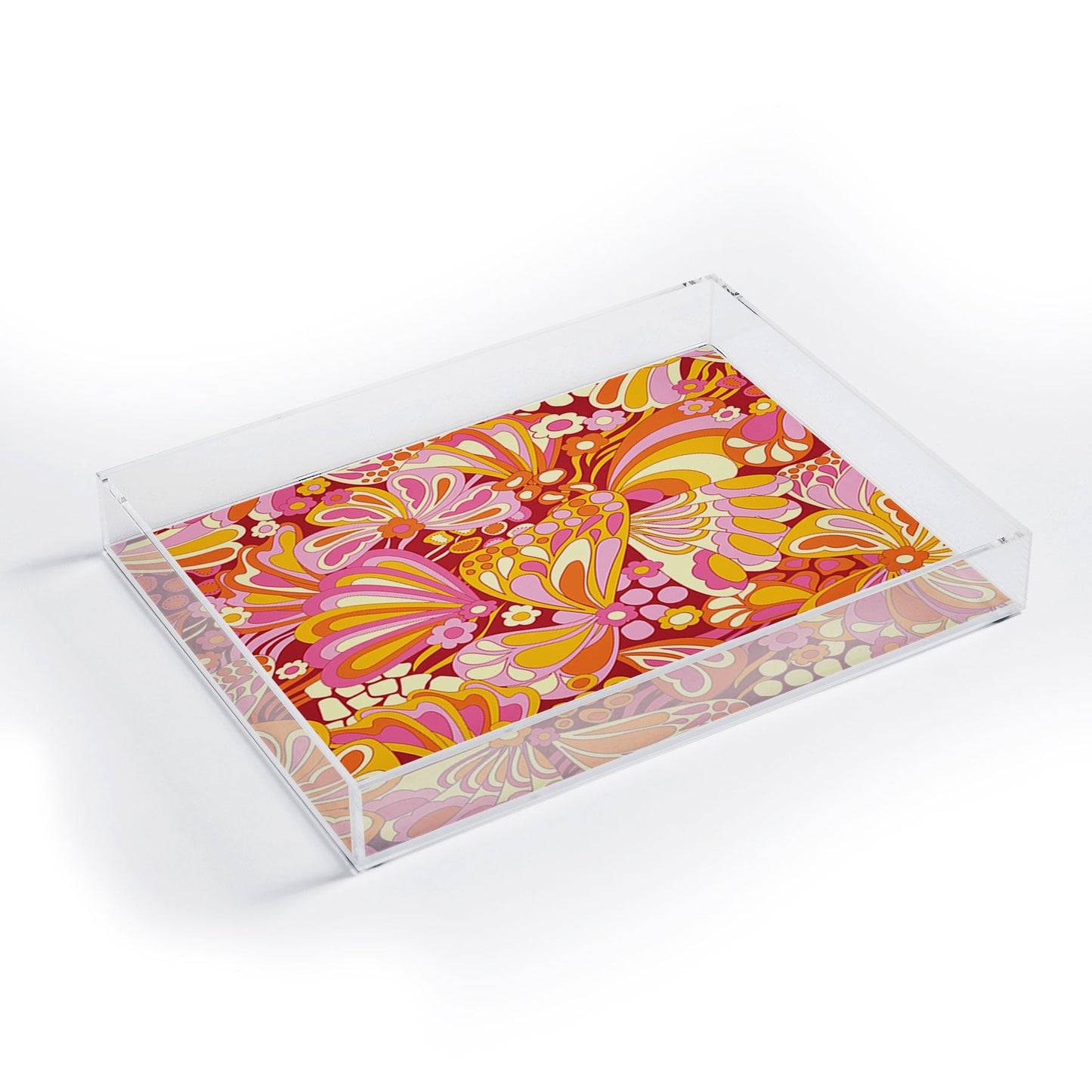 Jenean Morrison Abstract Butterfly Pink Acrylic Tray