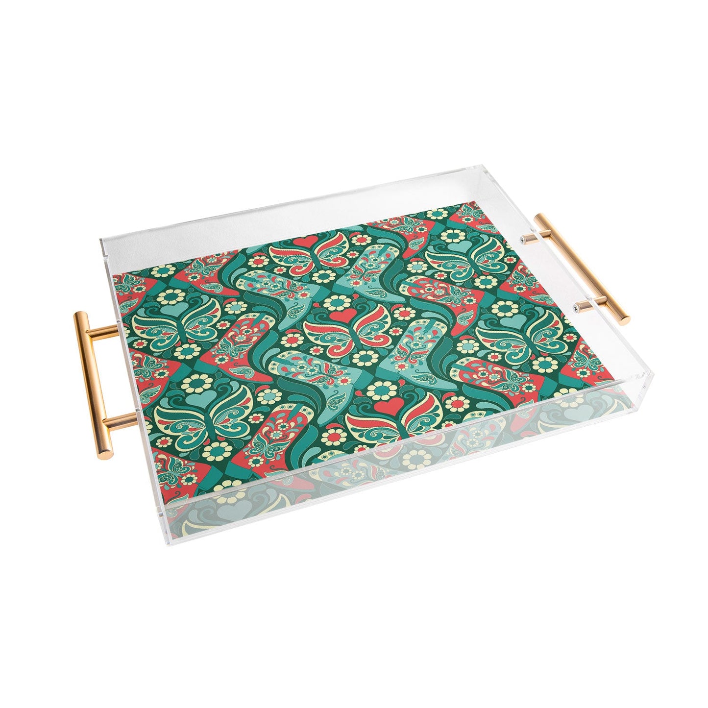 Jenean Morrison Boots and Butterflies Blue Acrylic Tray