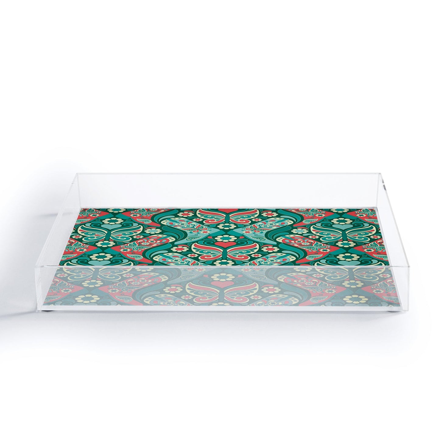 Jenean Morrison Boots and Butterflies Blue Acrylic Tray
