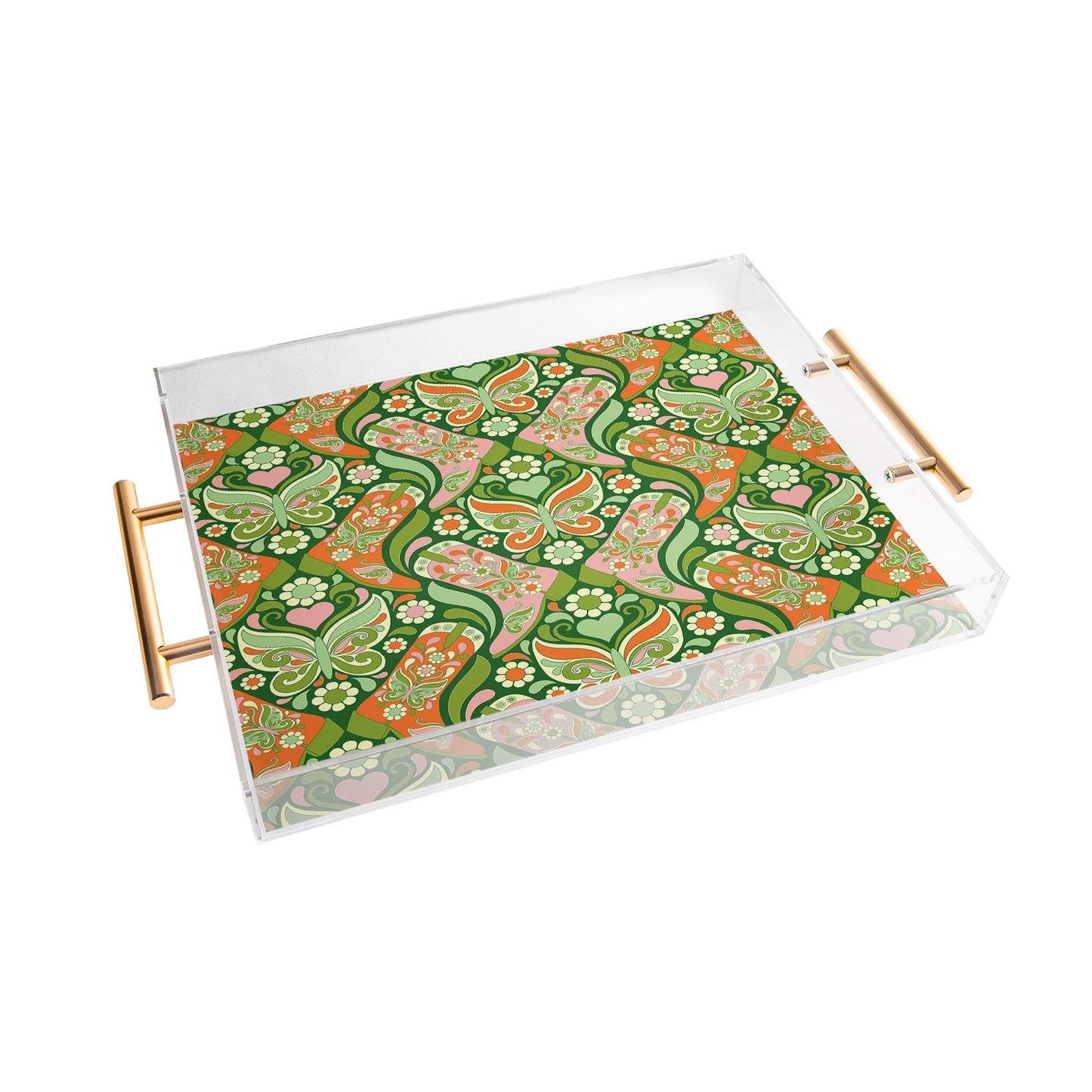 Jenean Morrison Boots and Butterflies Green Acrylic Tray