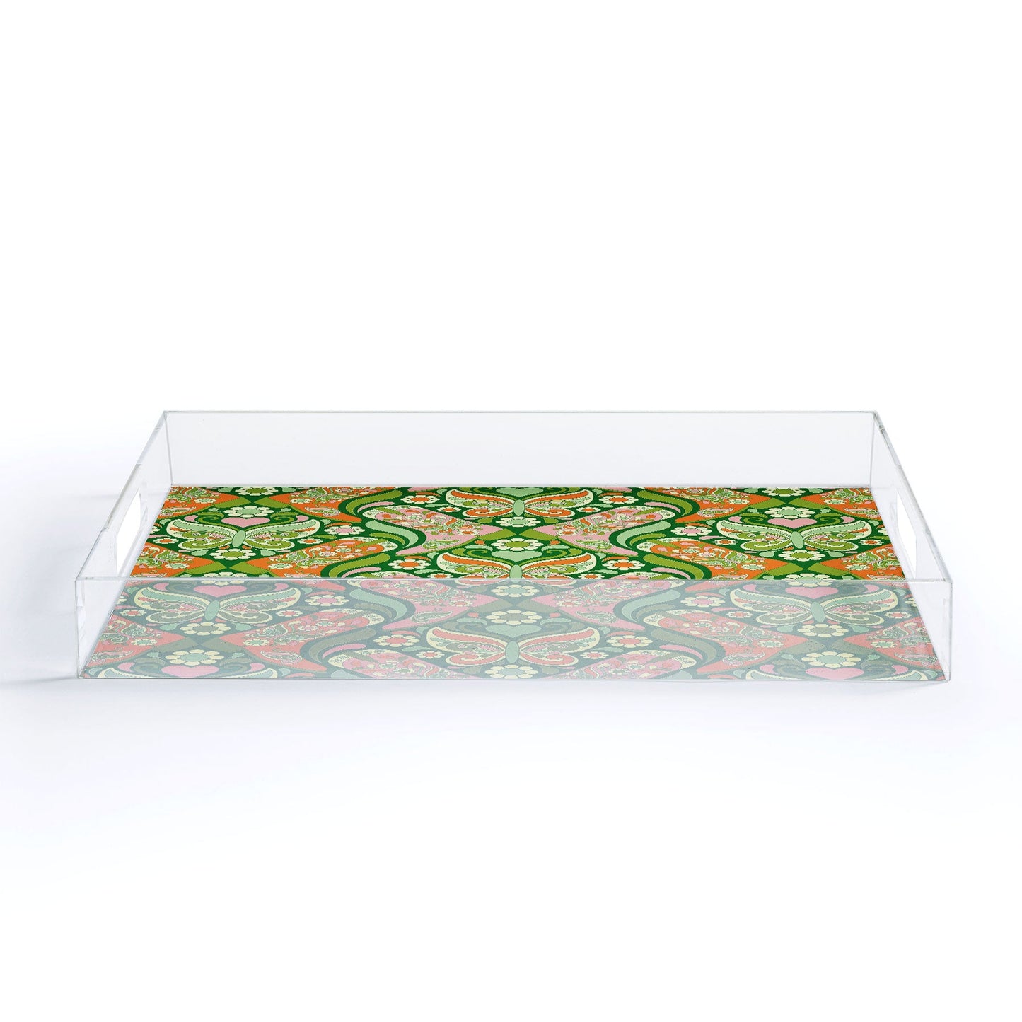 Jenean Morrison Boots and Butterflies Green Acrylic Tray