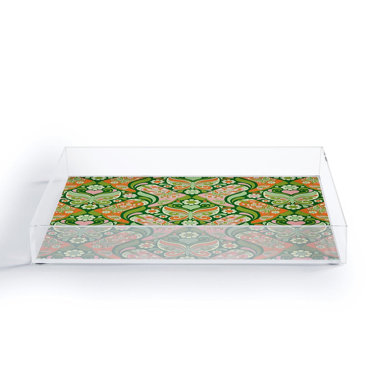 Jenean Morrison Boots and Butterflies Green Acrylic Tray