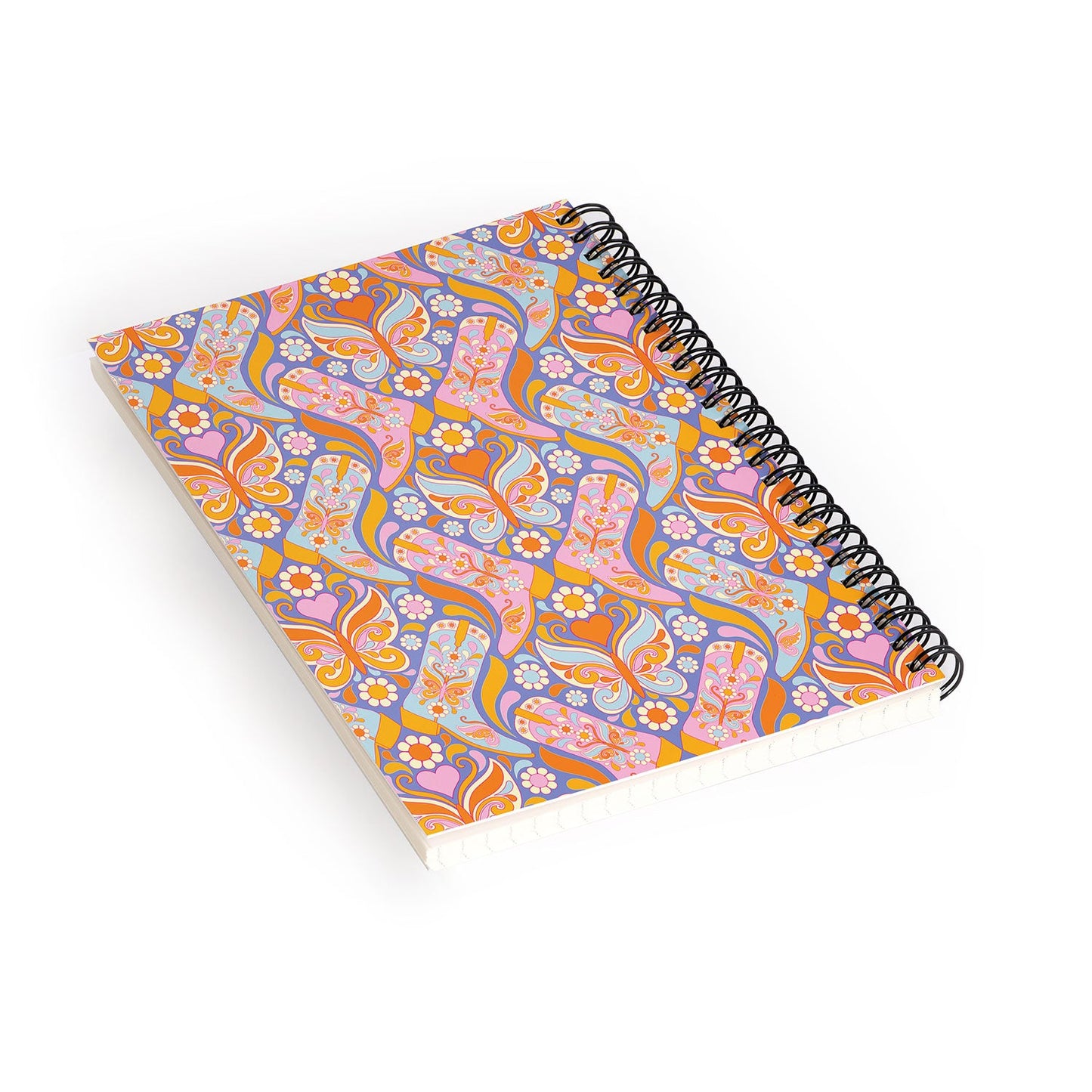 Jenean Morrison Boots and Butterflies Lilac Spiral Notebook