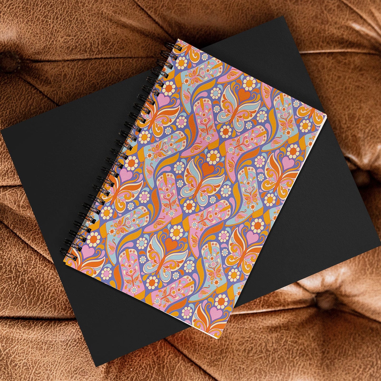 Jenean Morrison Boots and Butterflies Lilac Spiral Notebook