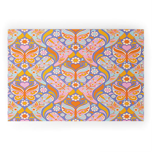 Jenean Morrison Boots and Butterflies Lilac Welcome Mat