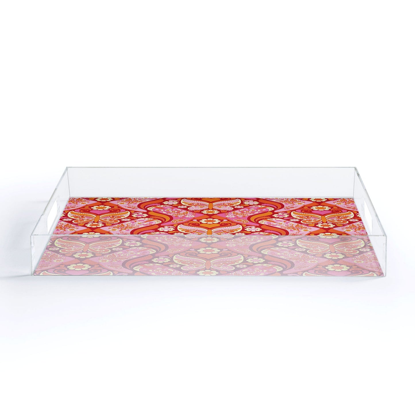 Jenean Morrison Boots and Butterflies Pink Acrylic Tray