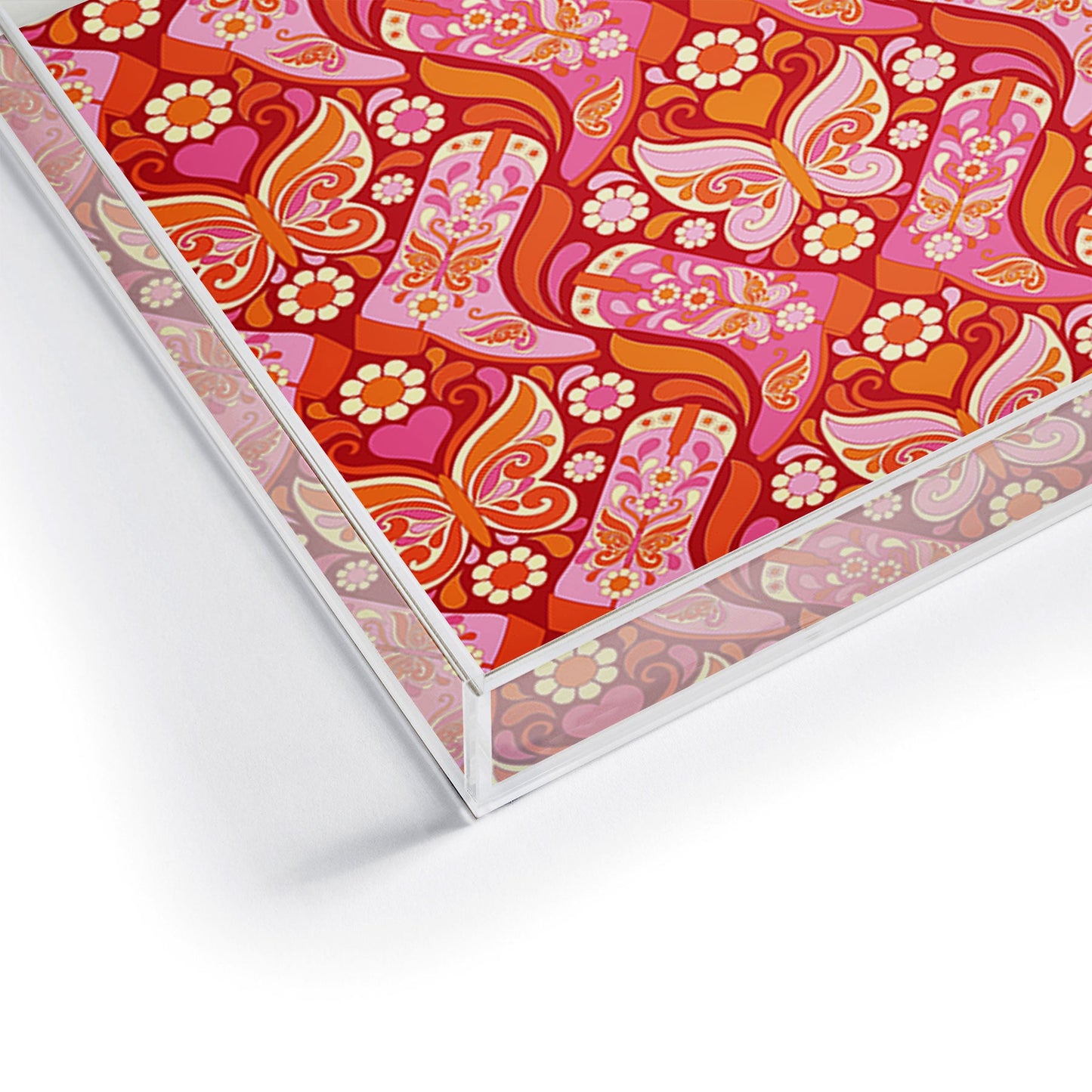 Jenean Morrison Boots and Butterflies Pink Acrylic Tray