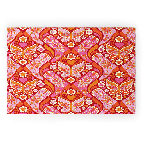 Jenean Morrison Boots and Butterflies Pink Welcome Mat