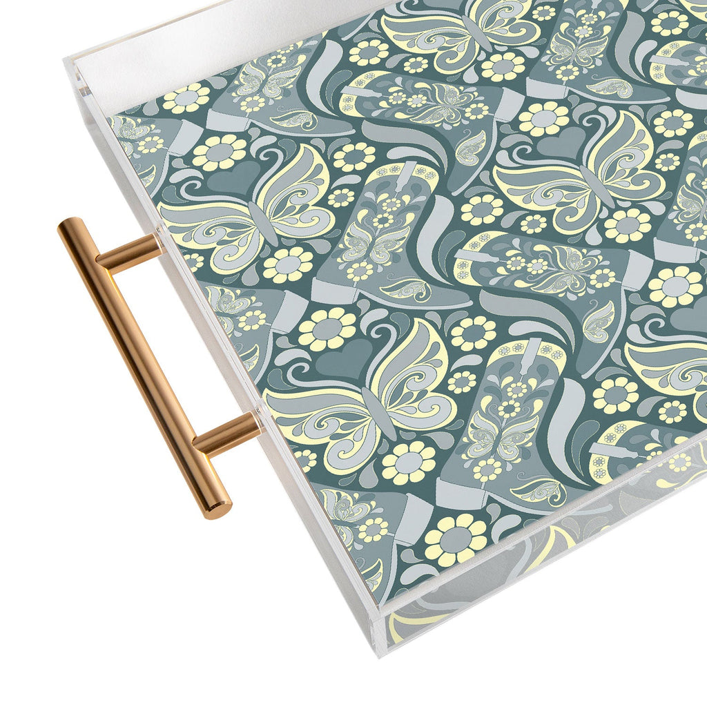 Jenean Morrison Boots and Butterflies Slate Acrylic Tray