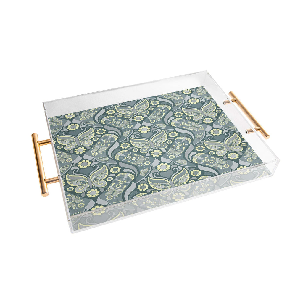 Jenean Morrison Boots and Butterflies Slate Acrylic Tray