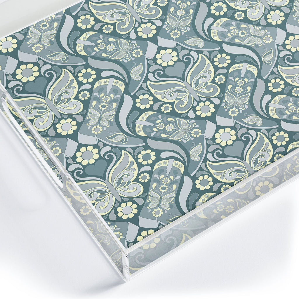 Jenean Morrison Boots and Butterflies Slate Acrylic Tray
