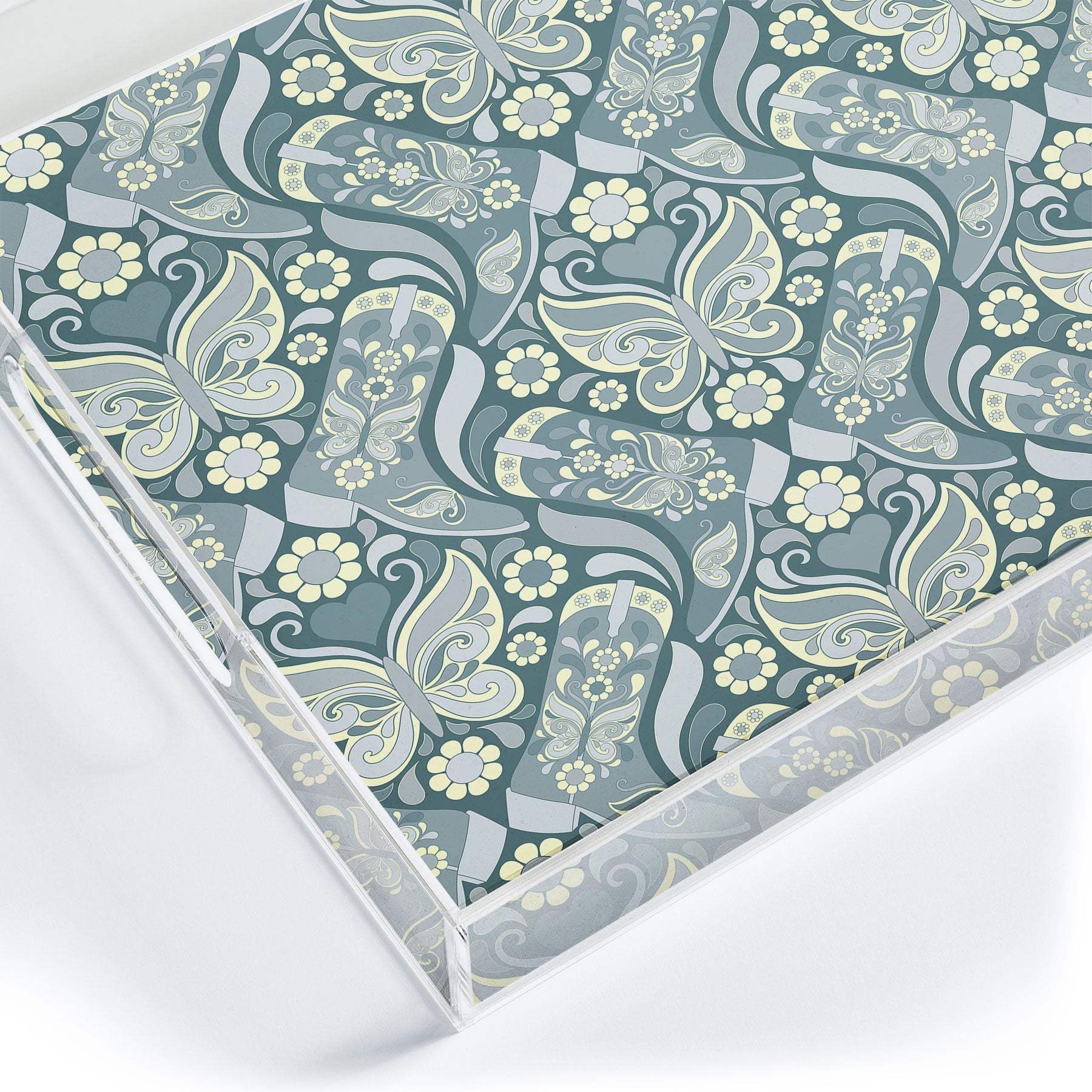 Jenean Morrison Boots and Butterflies Slate Acrylic Tray