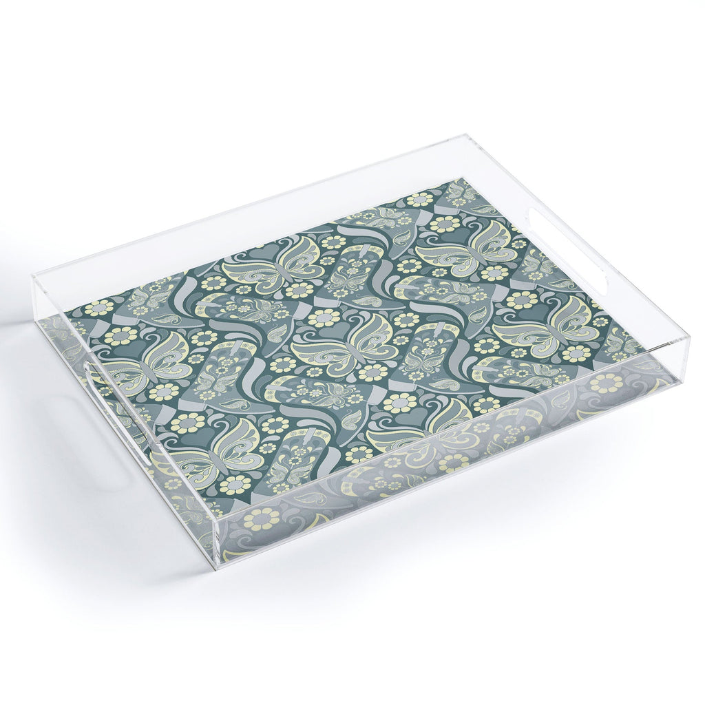 Jenean Morrison Boots and Butterflies Slate Acrylic Tray