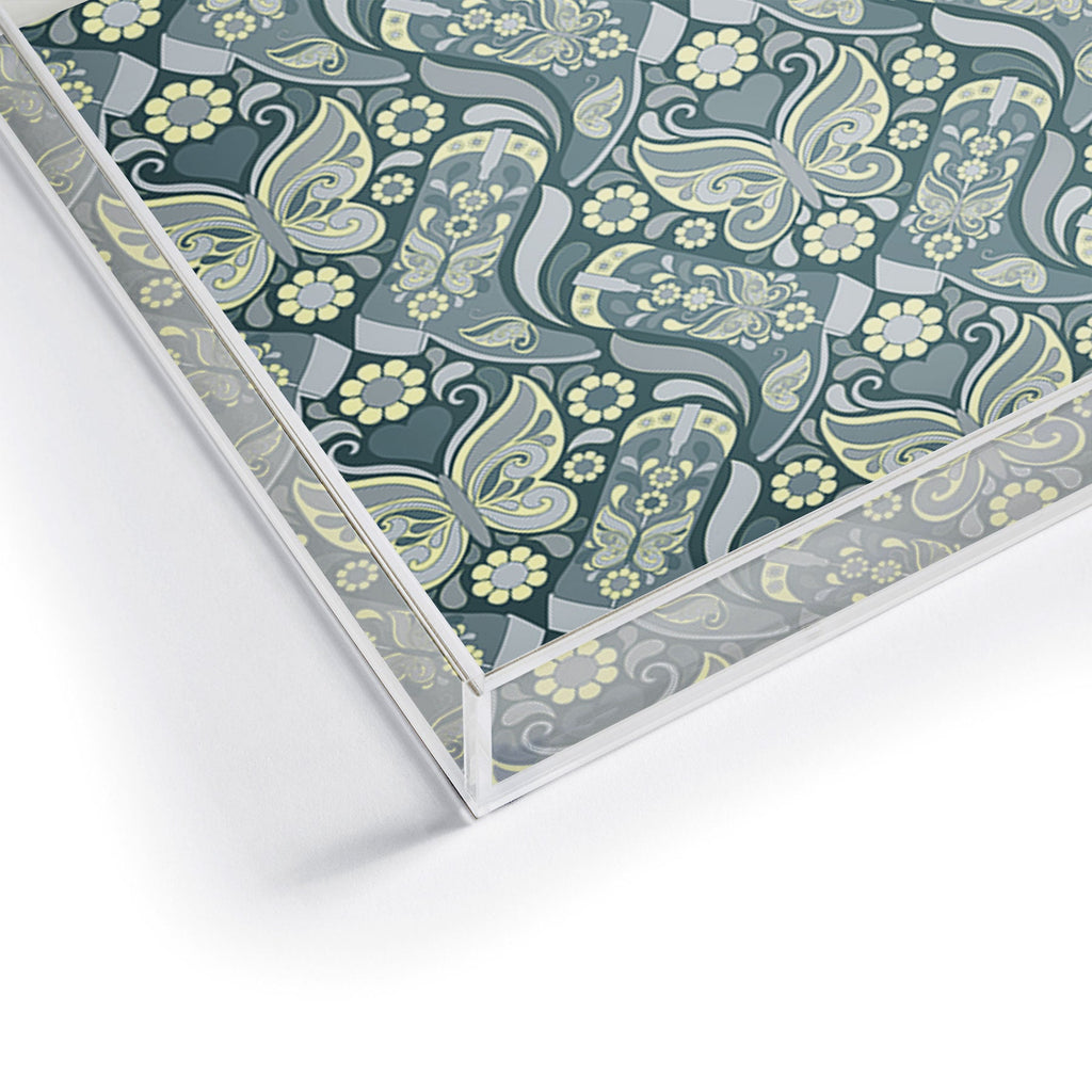 Jenean Morrison Boots and Butterflies Slate Acrylic Tray