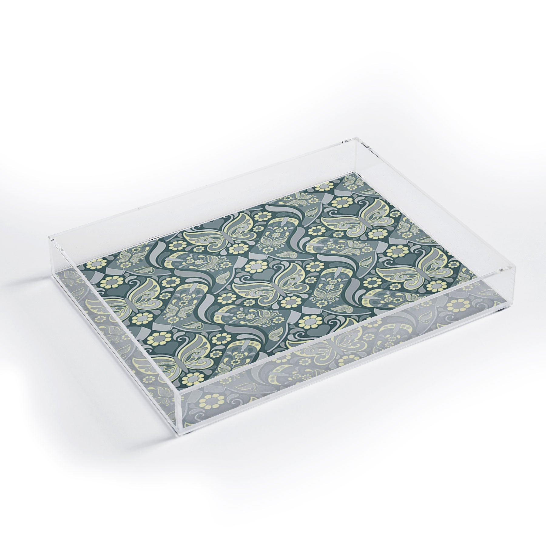 Jenean Morrison Boots and Butterflies Slate Acrylic Tray