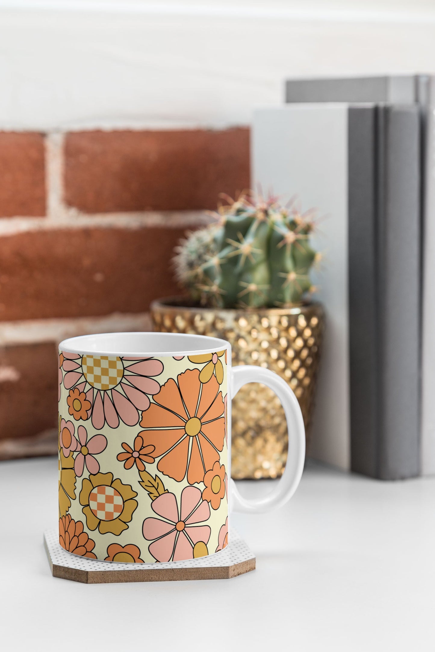 Jenean Morrison Checkered Past in Coral Coffee Mug