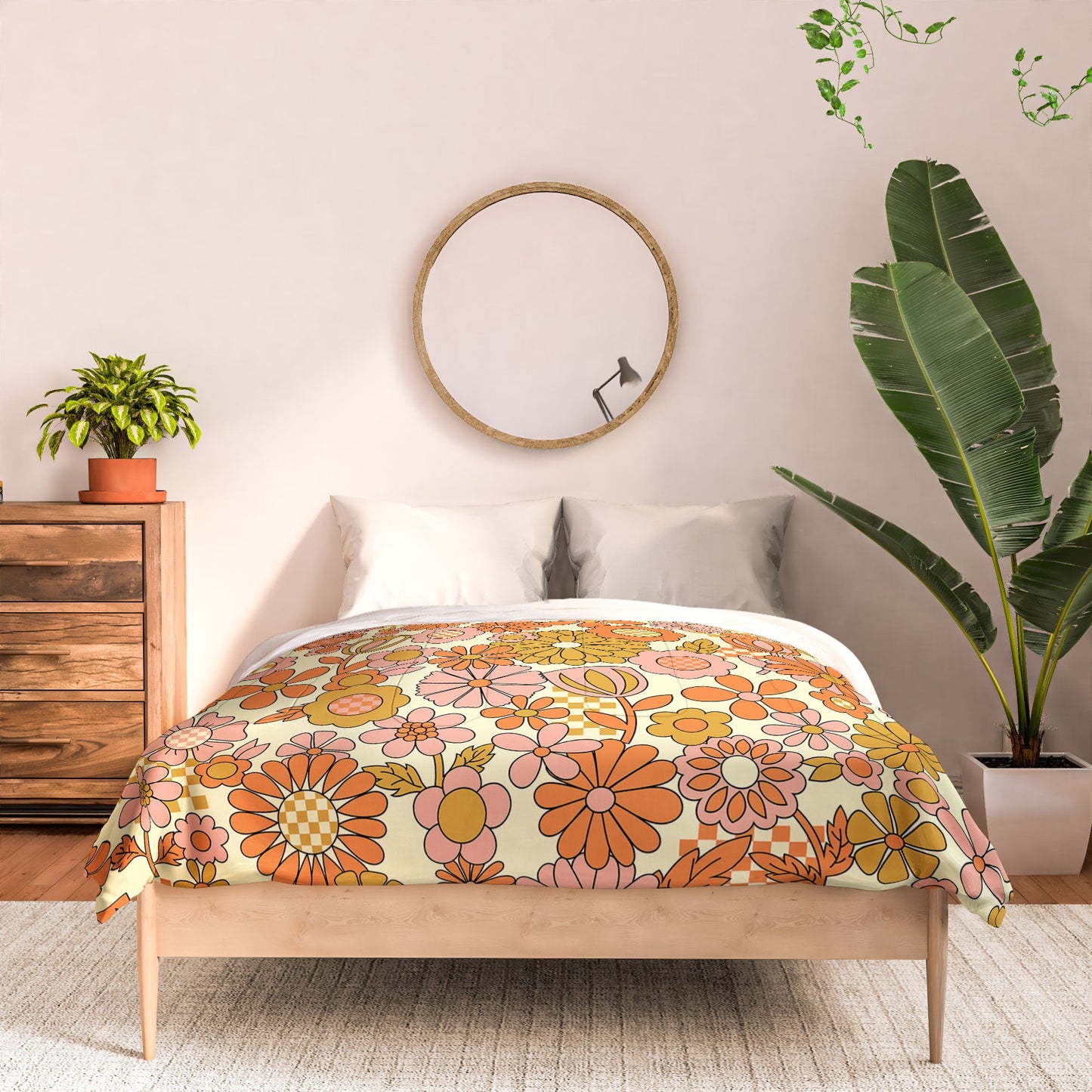 Jenean Morrison Checkered Past in Coral Comforter