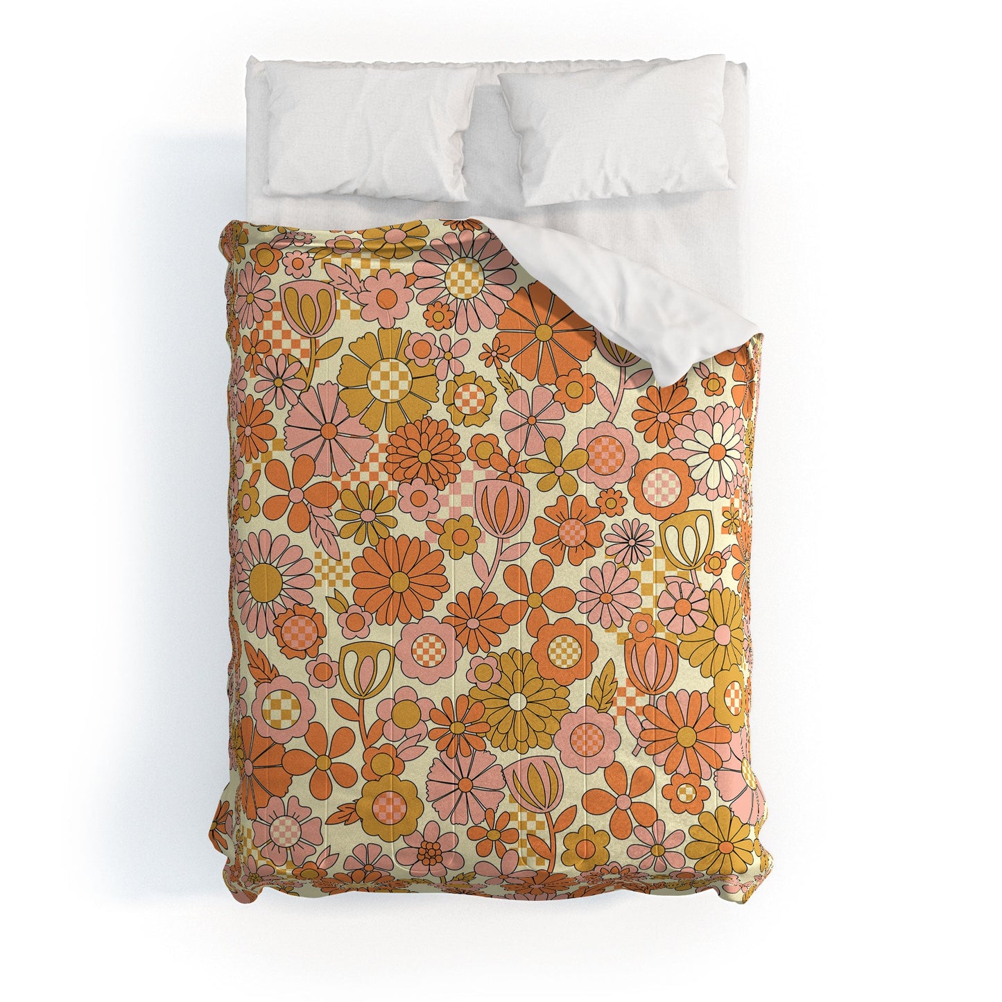 Jenean Morrison Checkered Past in Coral Comforter