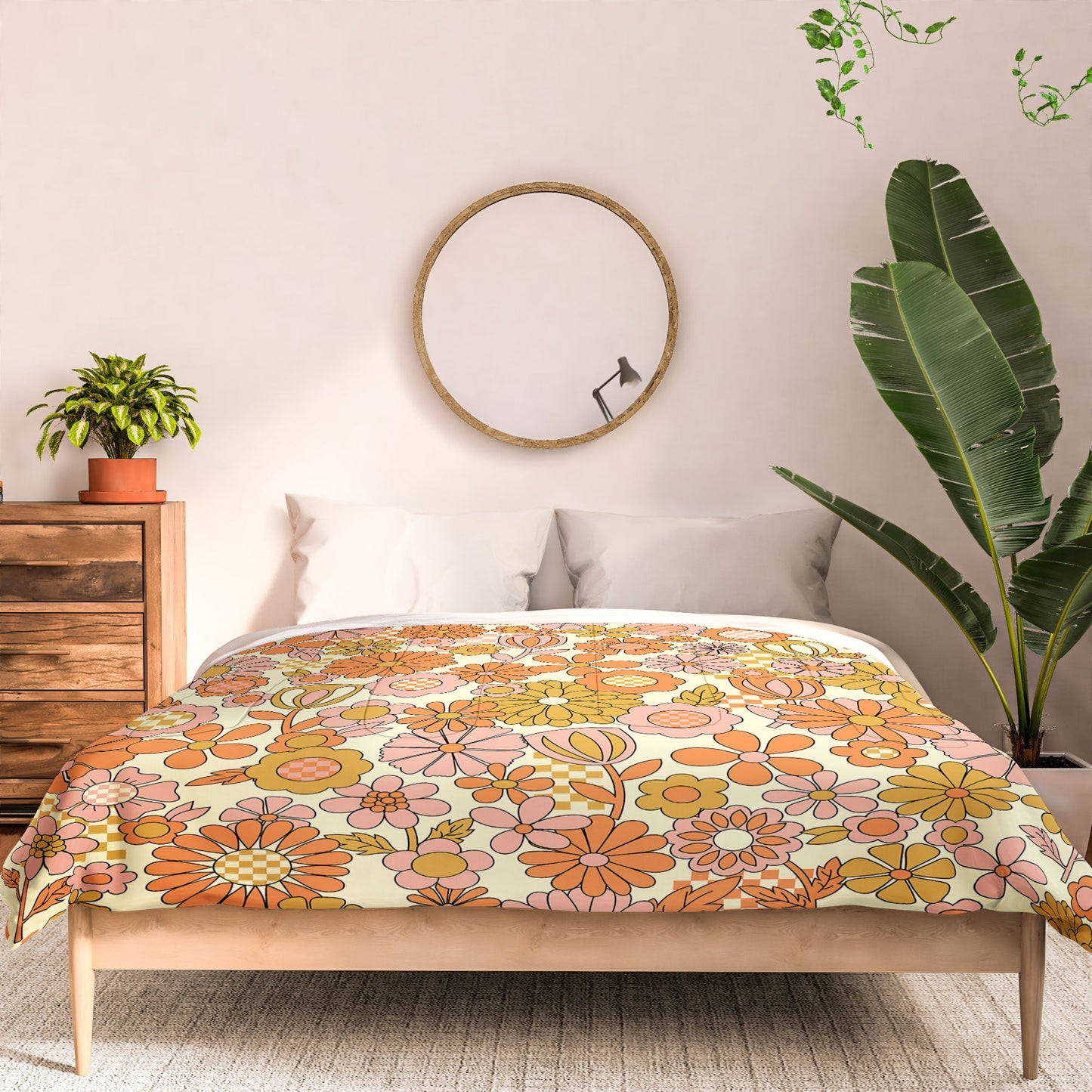 Jenean Morrison Checkered Past in Coral Comforter