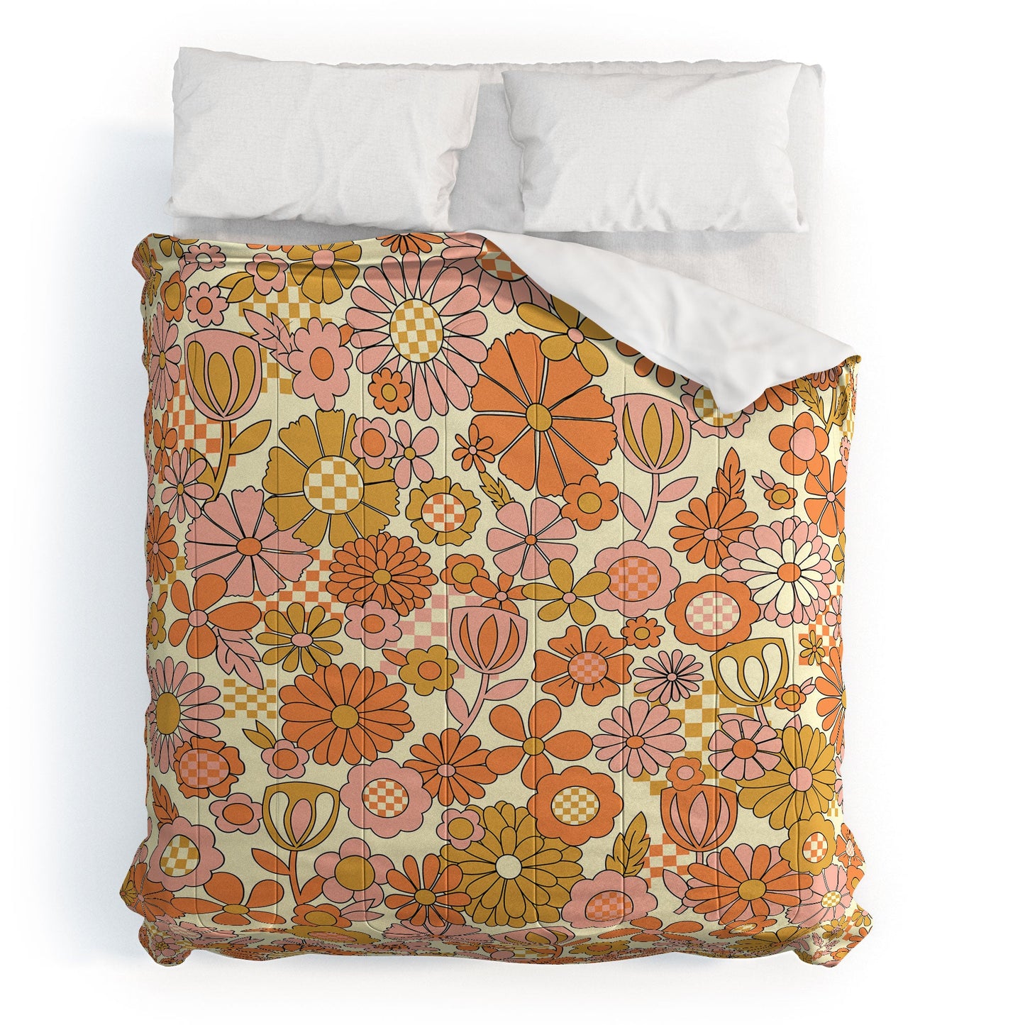 Jenean Morrison Checkered Past in Coral Comforter