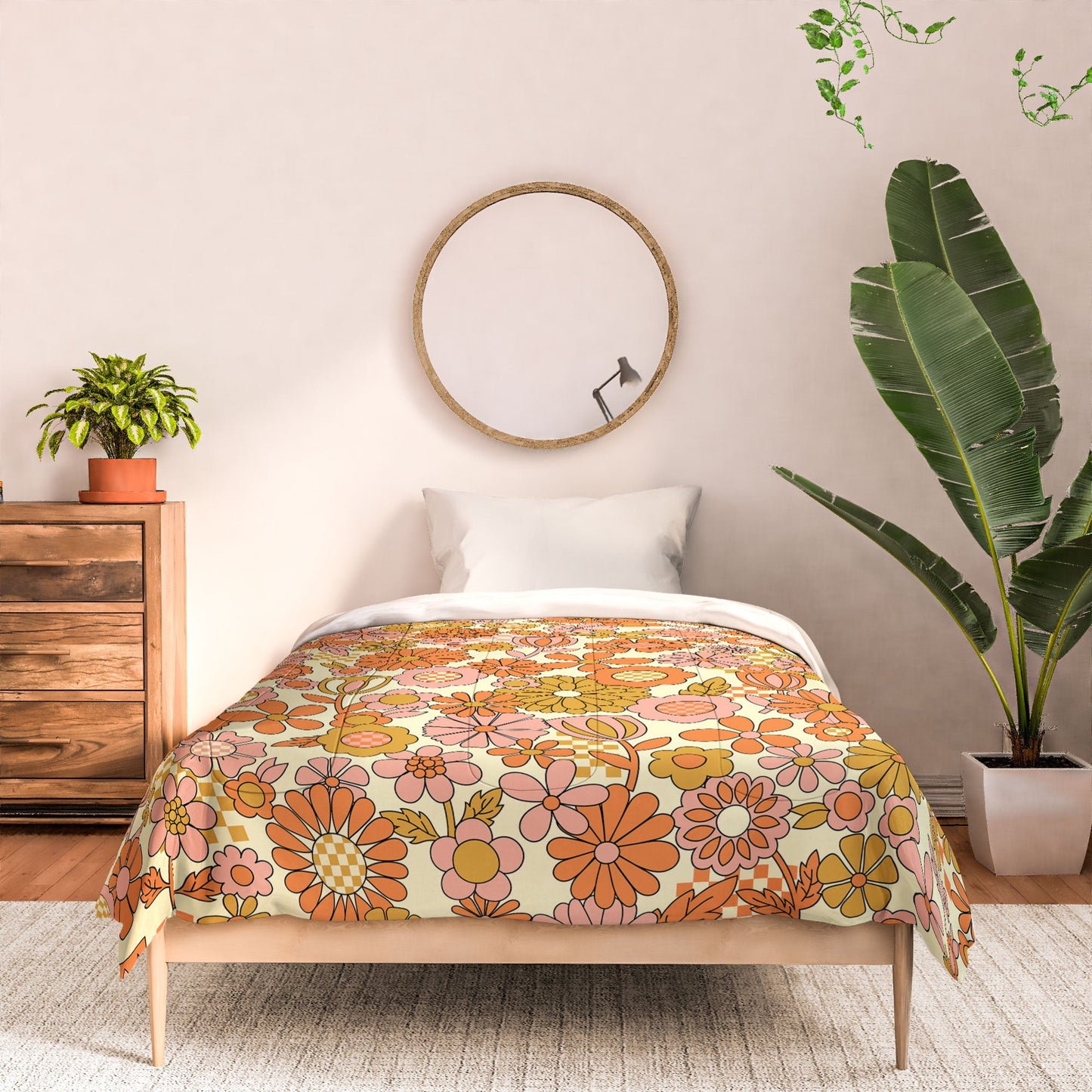 Jenean Morrison Checkered Past in Coral Comforter