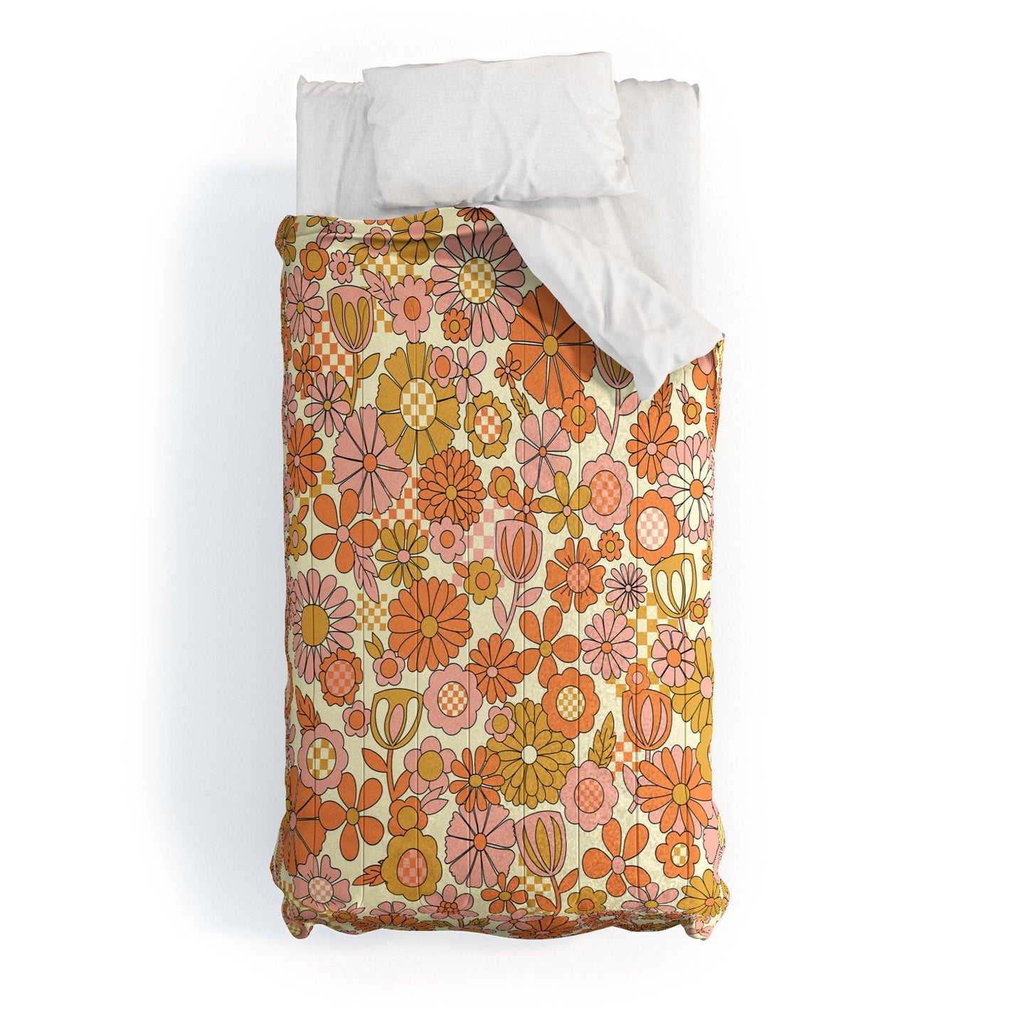 Jenean Morrison Checkered Past in Coral Comforter