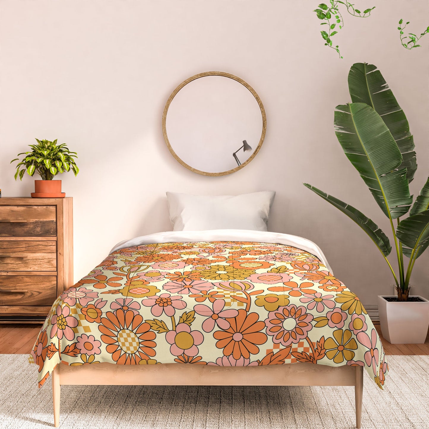 Jenean Morrison Checkered Past in Coral Comforter