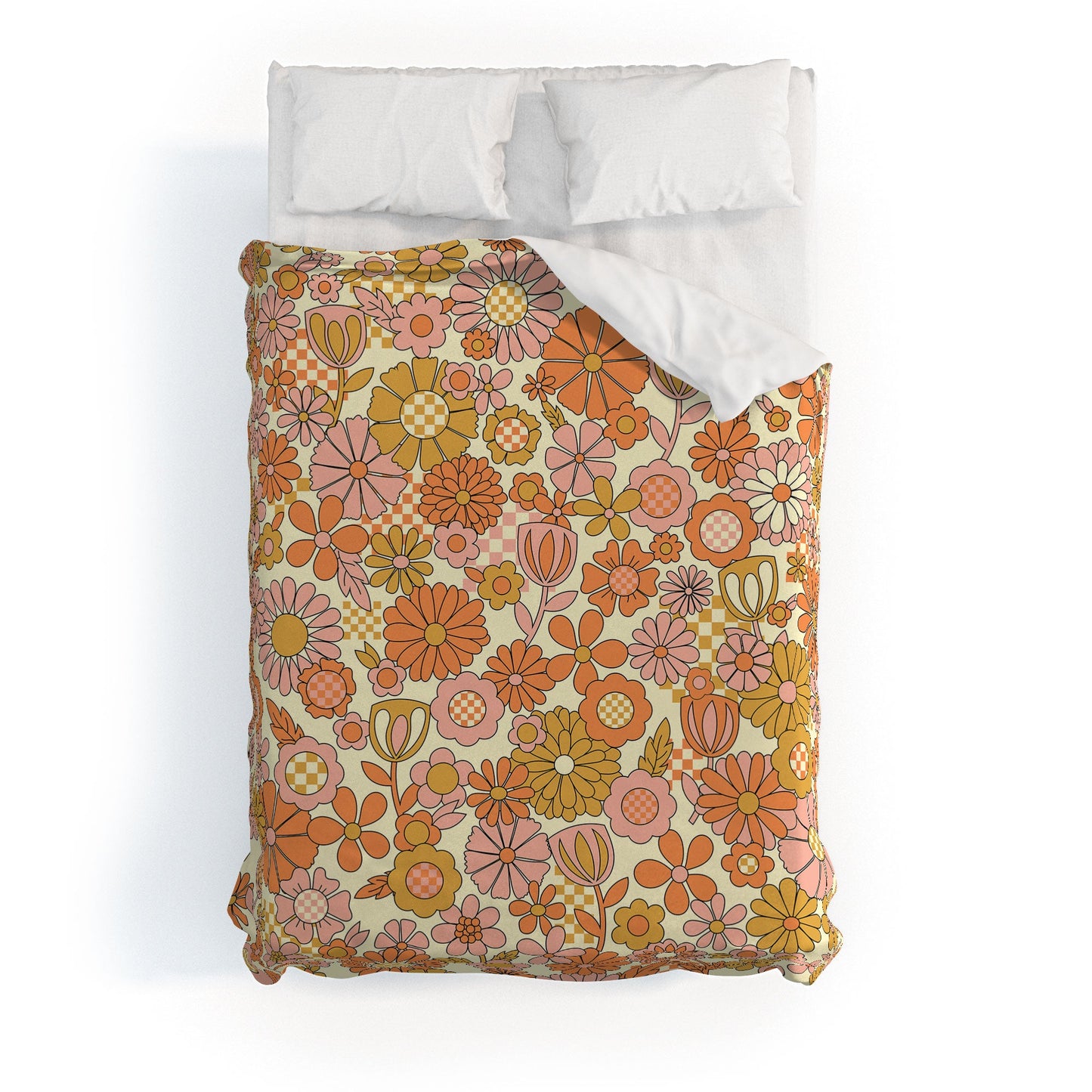 Jenean Morrison Checkered Past in Coral Duvet Cover