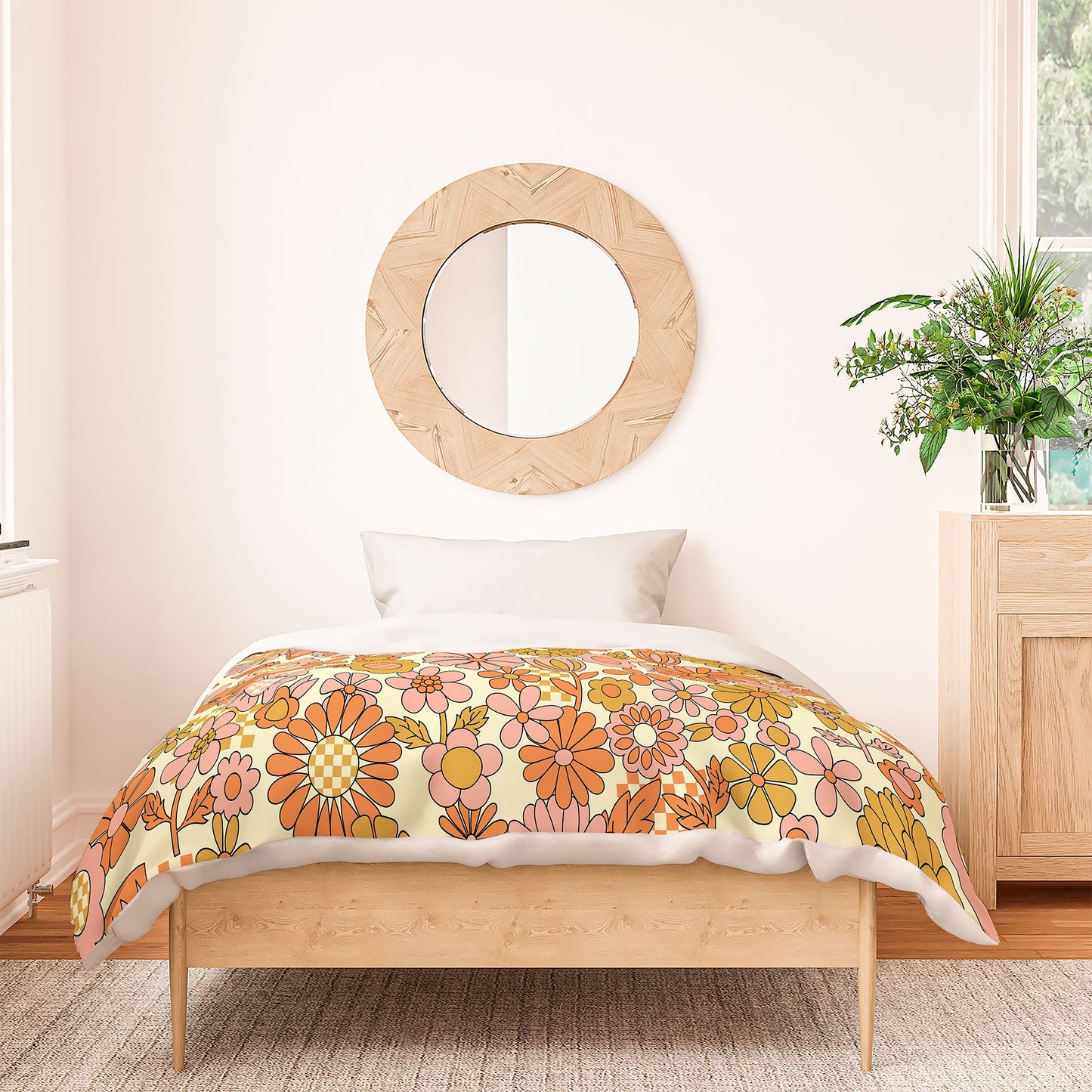 Jenean Morrison Checkered Past in Coral Duvet Cover