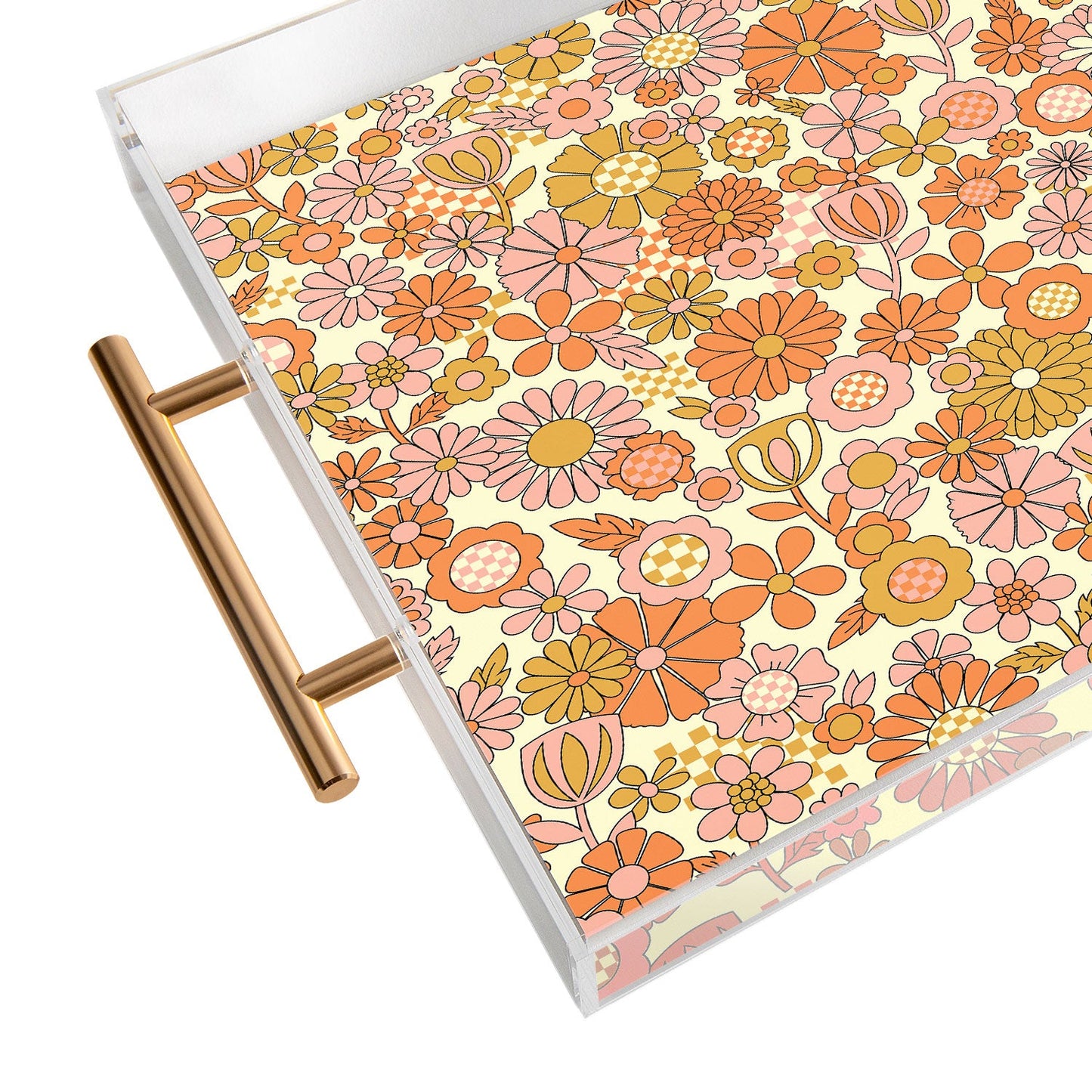 Jenean Morrison Checkered Past in Coral Acrylic Tray