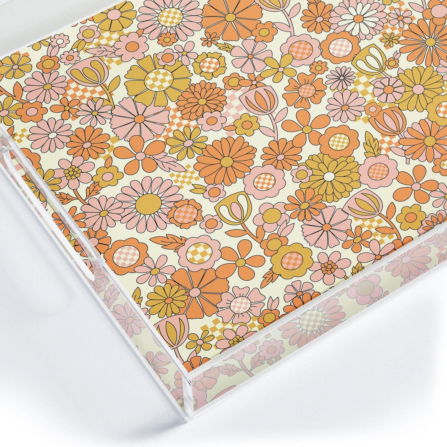 Jenean Morrison Checkered Past in Coral Acrylic Tray
