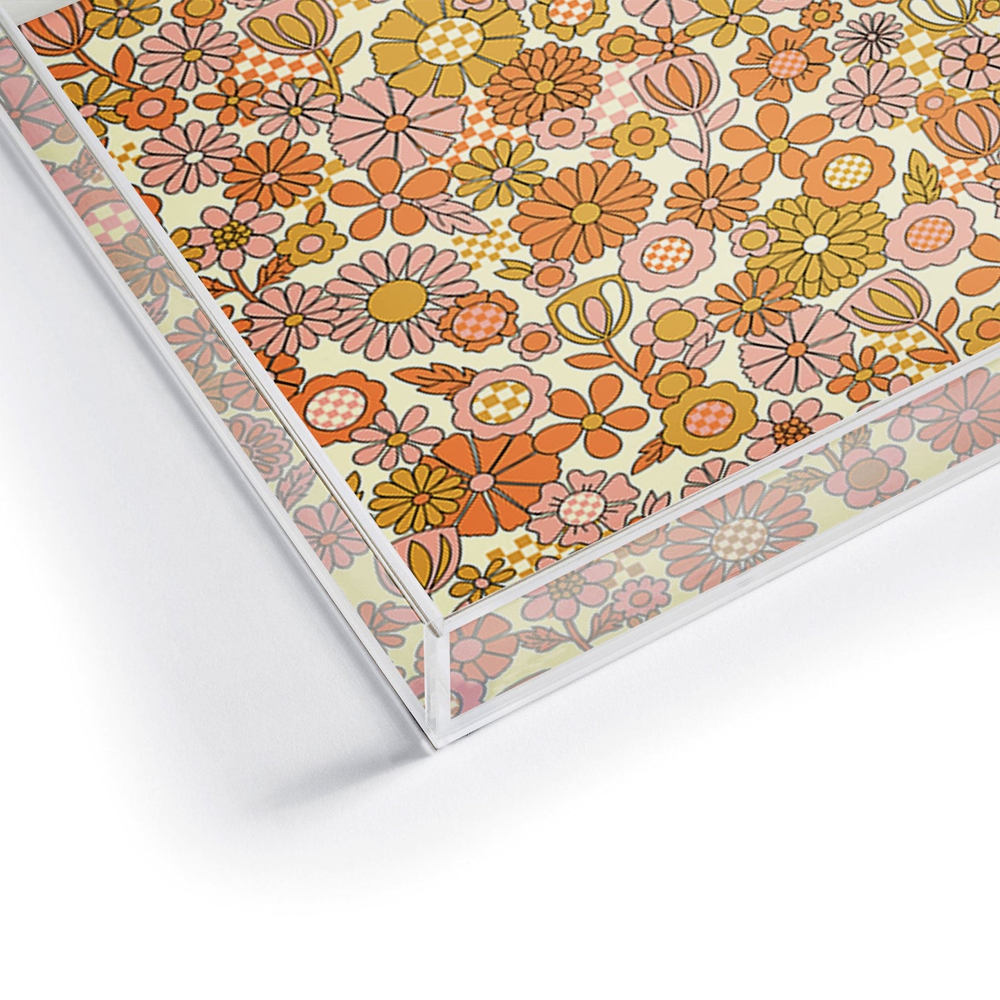 Jenean Morrison Checkered Past in Coral Acrylic Tray