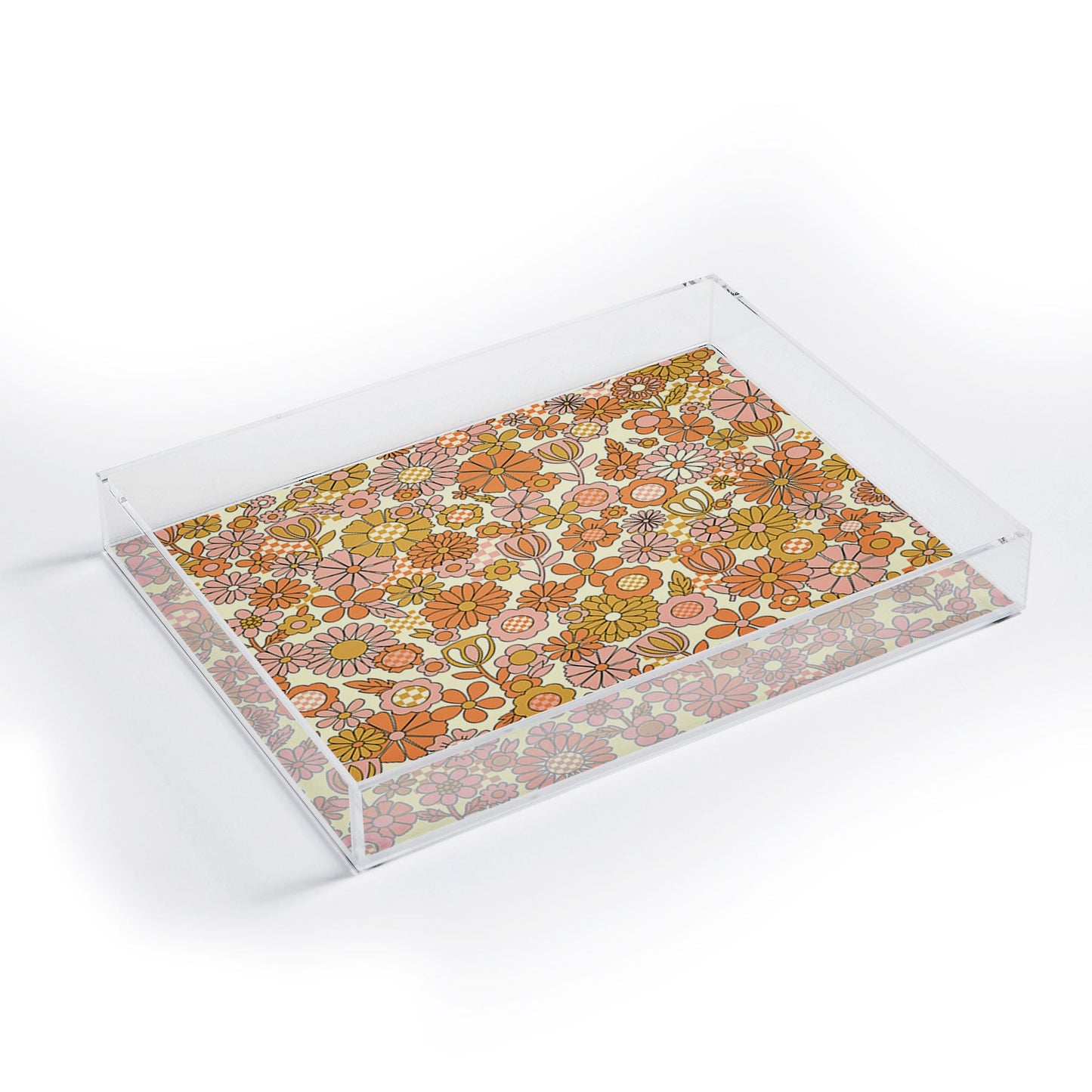 Jenean Morrison Checkered Past in Coral Acrylic Tray