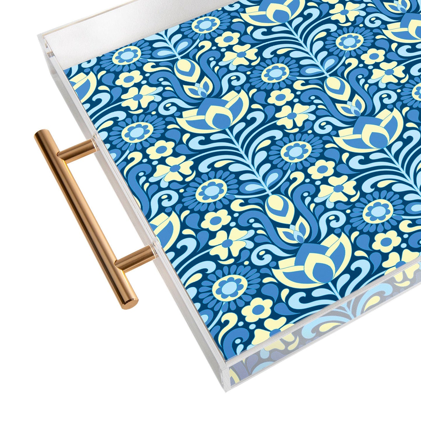 Jenean Morrison Climbing Floral Blues Acrylic Tray