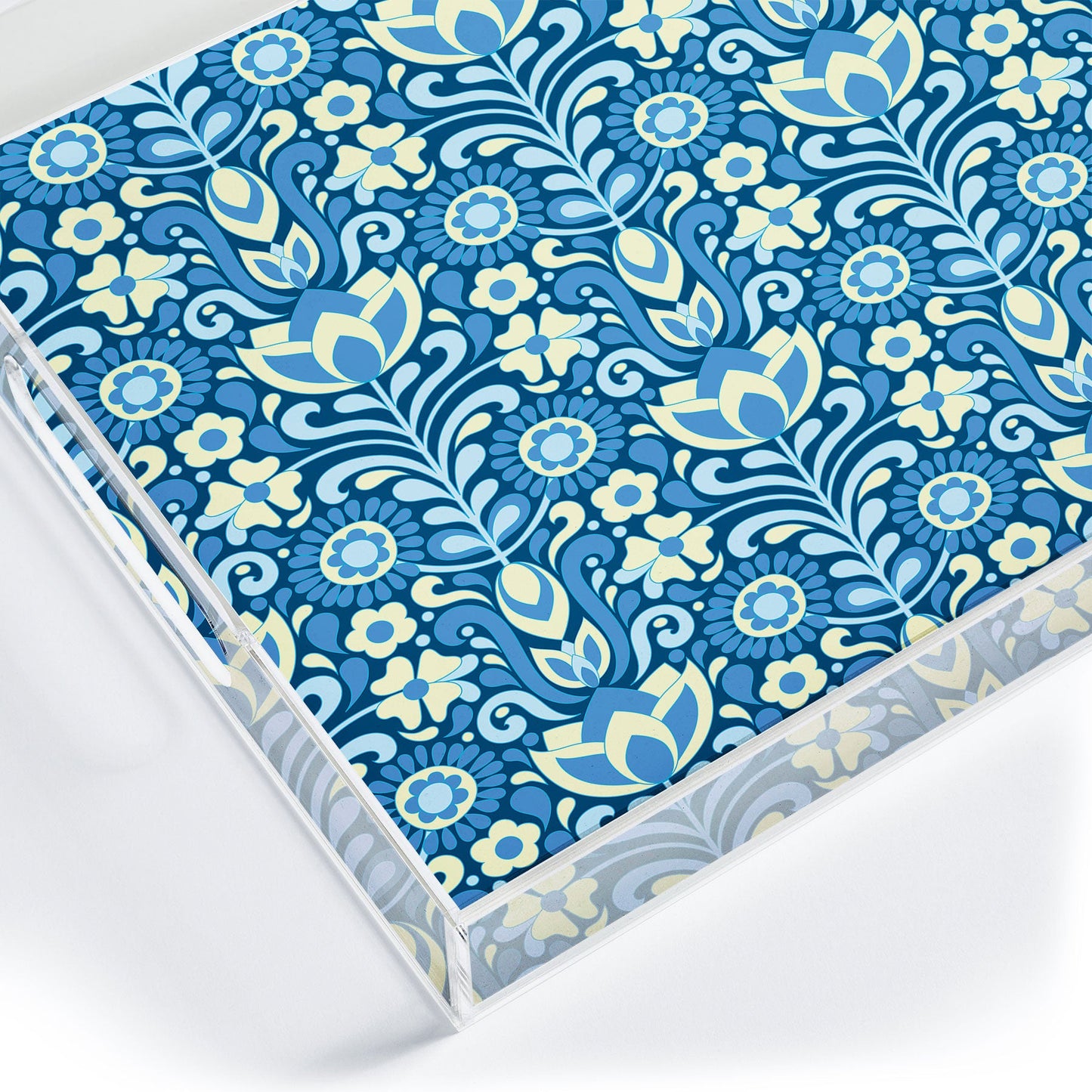 Jenean Morrison Climbing Floral Blues Acrylic Tray