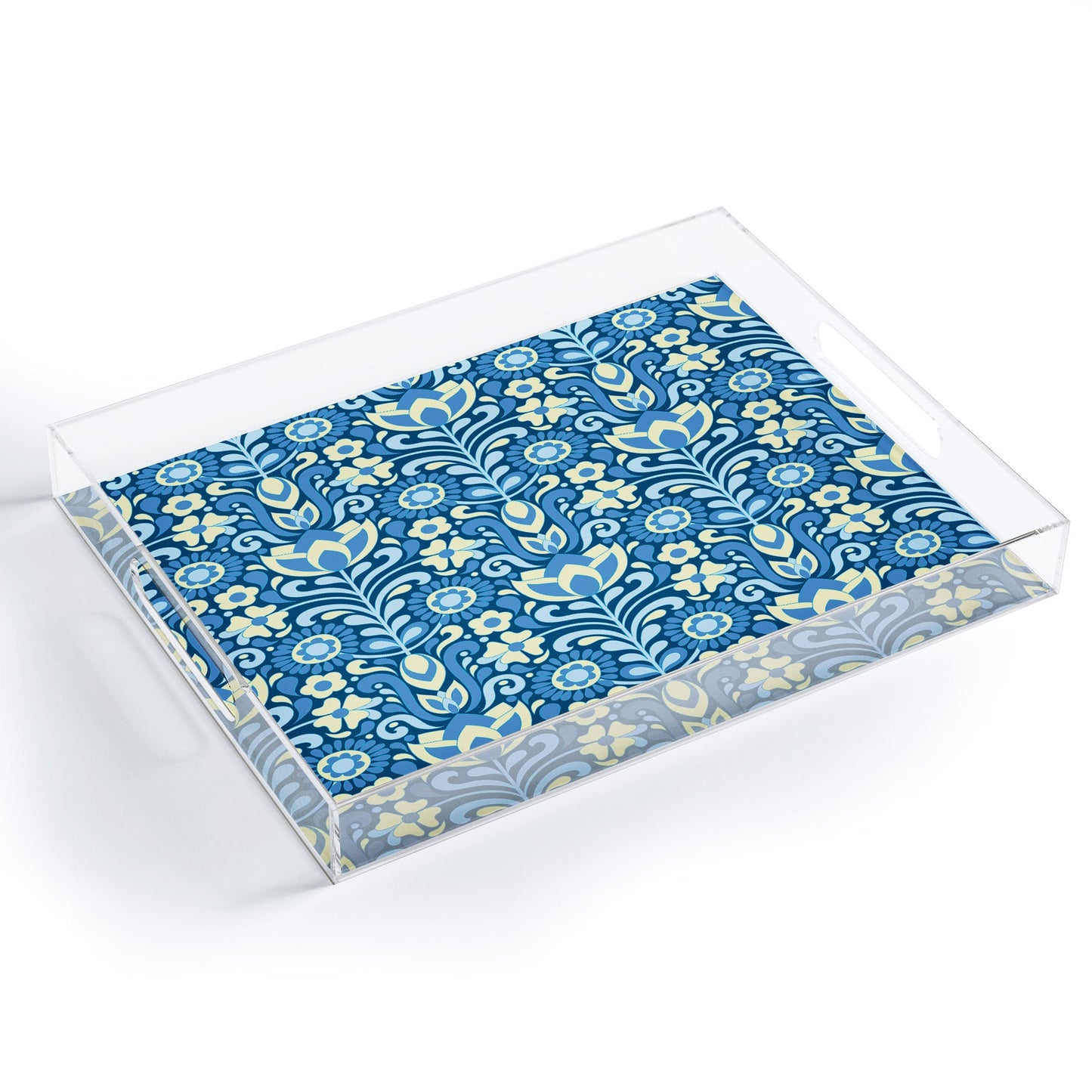 Jenean Morrison Climbing Floral Blues Acrylic Tray