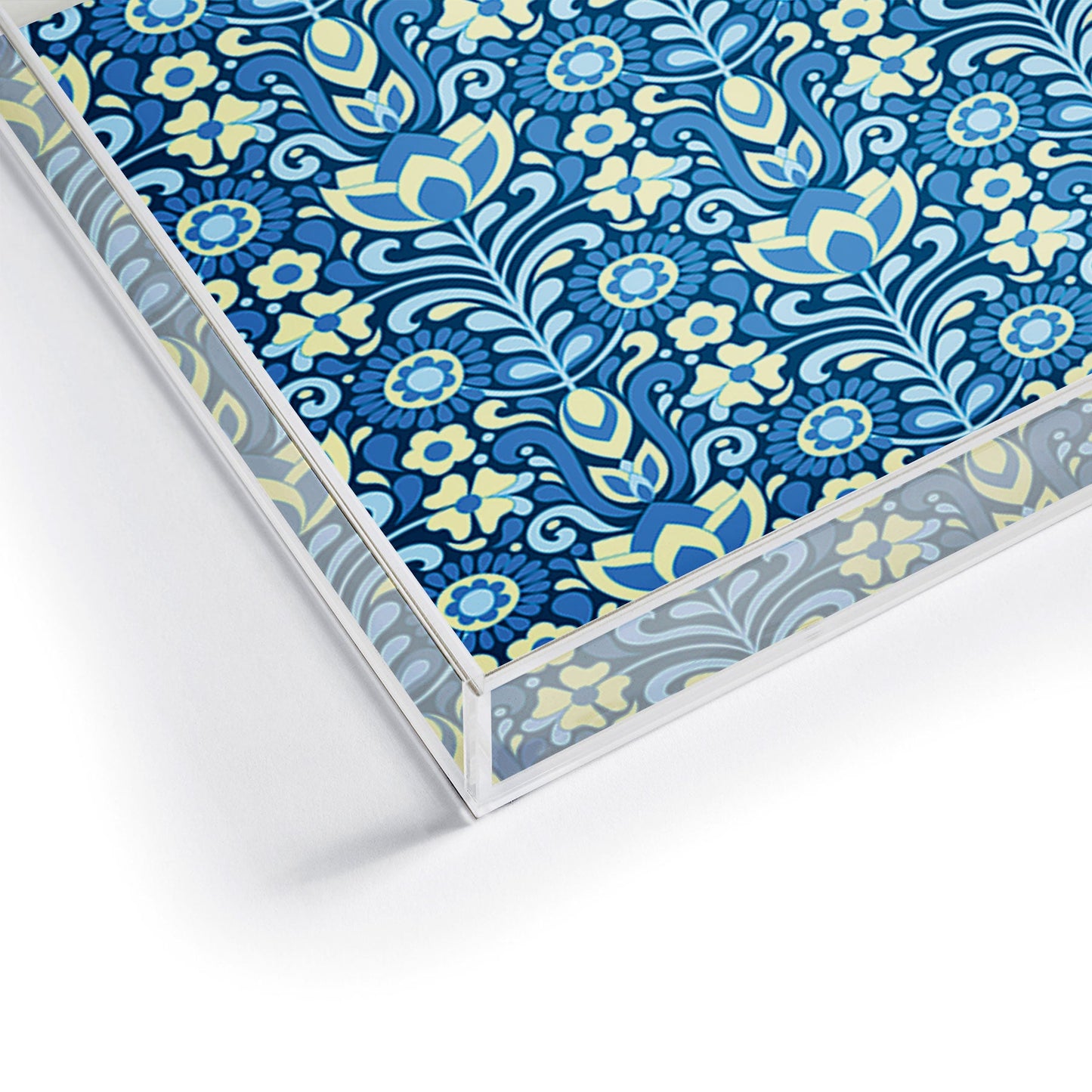 Jenean Morrison Climbing Floral Blues Acrylic Tray