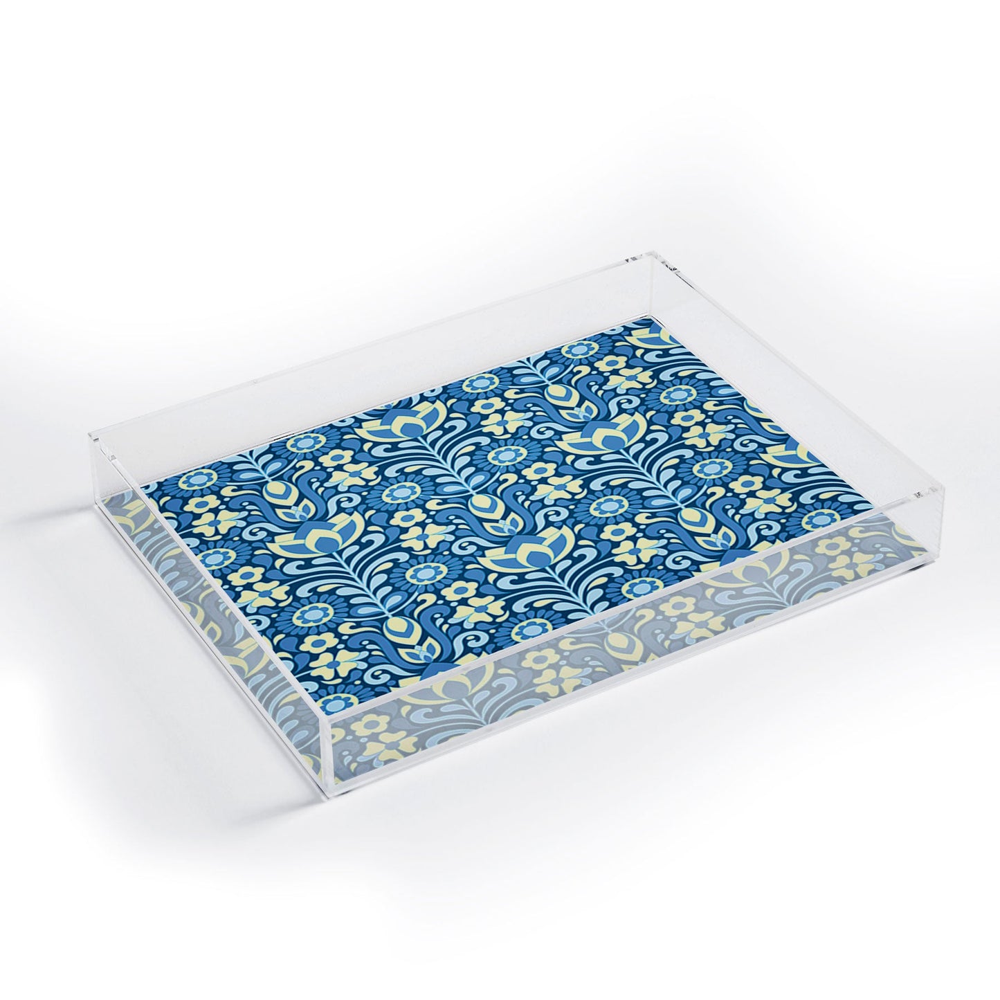 Jenean Morrison Climbing Floral Blues Acrylic Tray