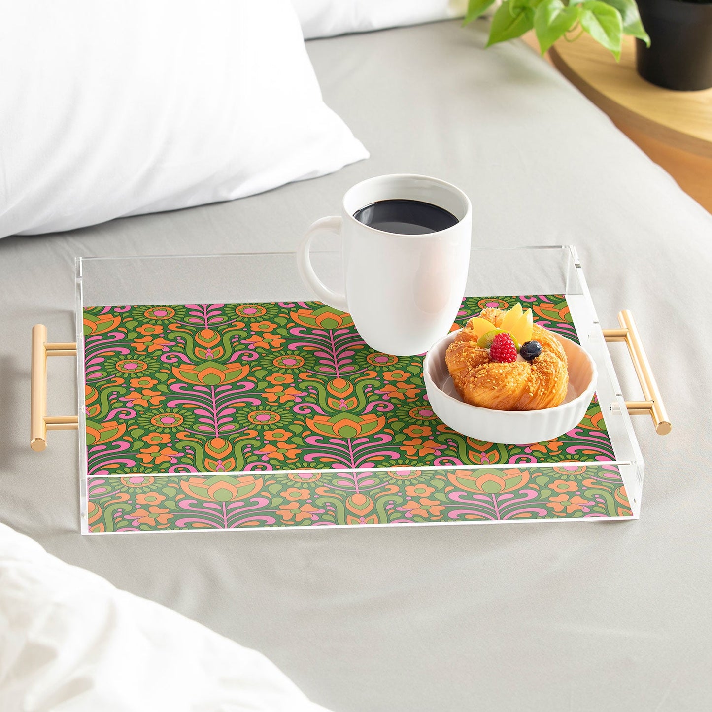 Jenean Morrison Climbing Floral Green Acrylic Tray