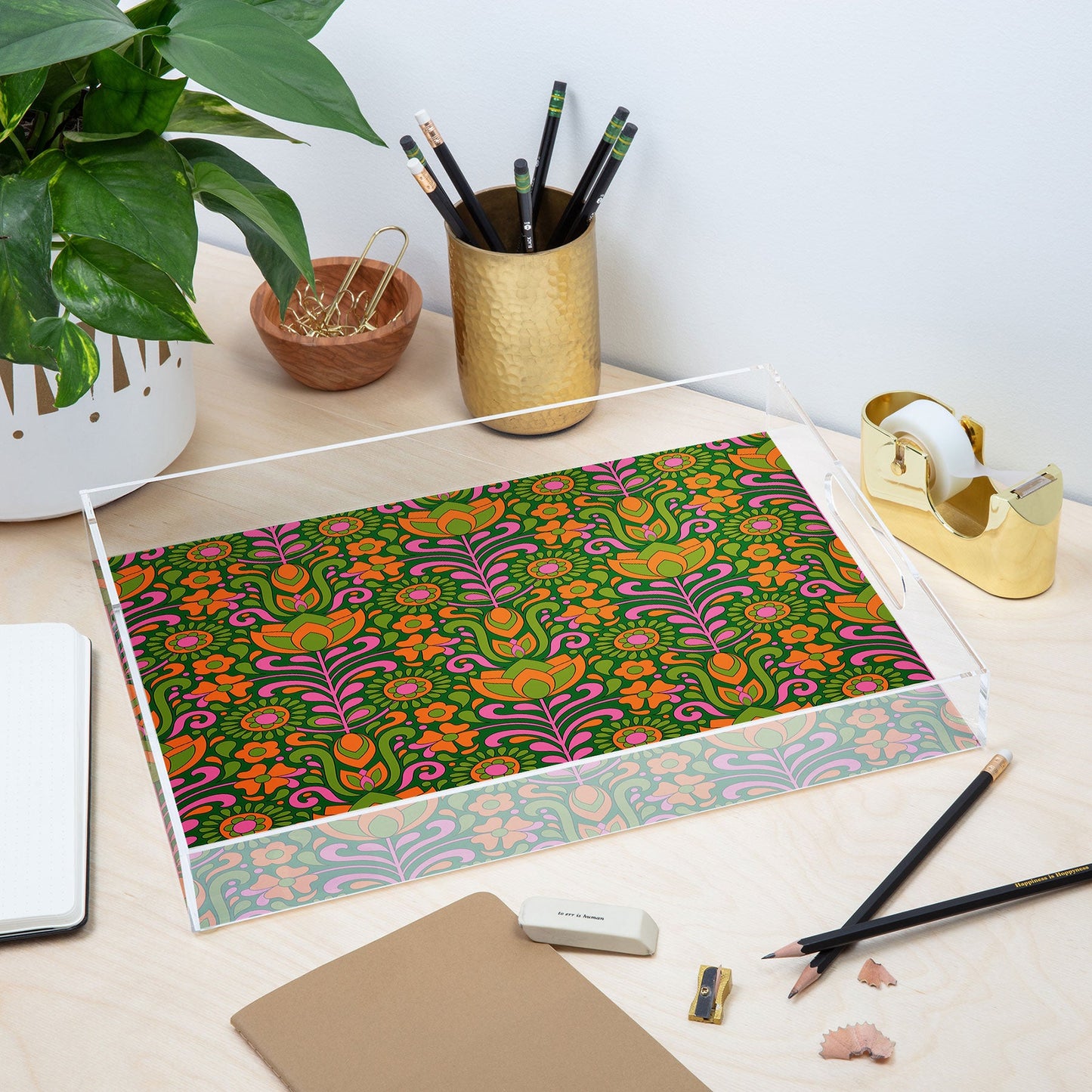 Jenean Morrison Climbing Floral Green Acrylic Tray