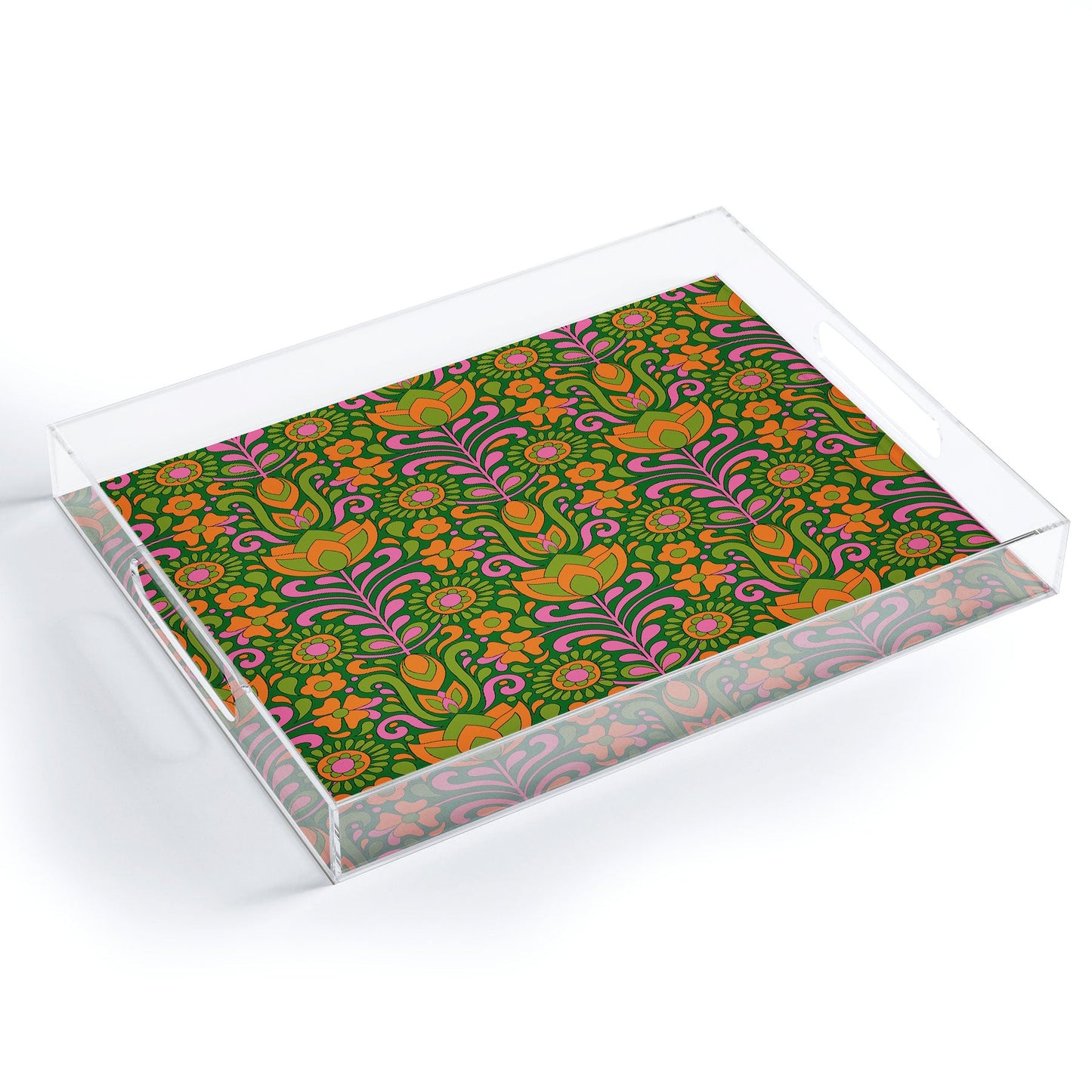 Jenean Morrison Climbing Floral Green Acrylic Tray