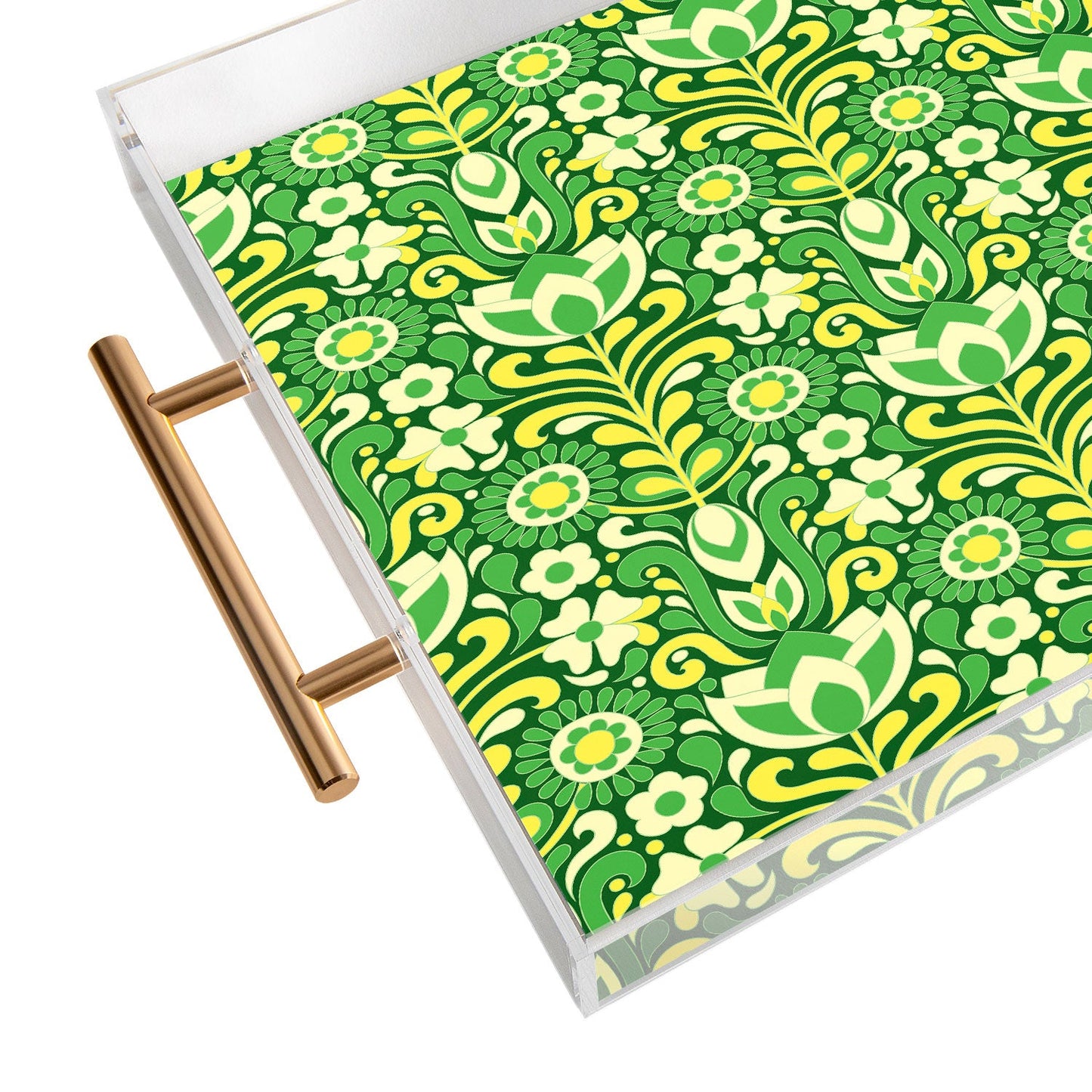 Jenean Morrison Climbing Floral Lemon Lime Acrylic Tray