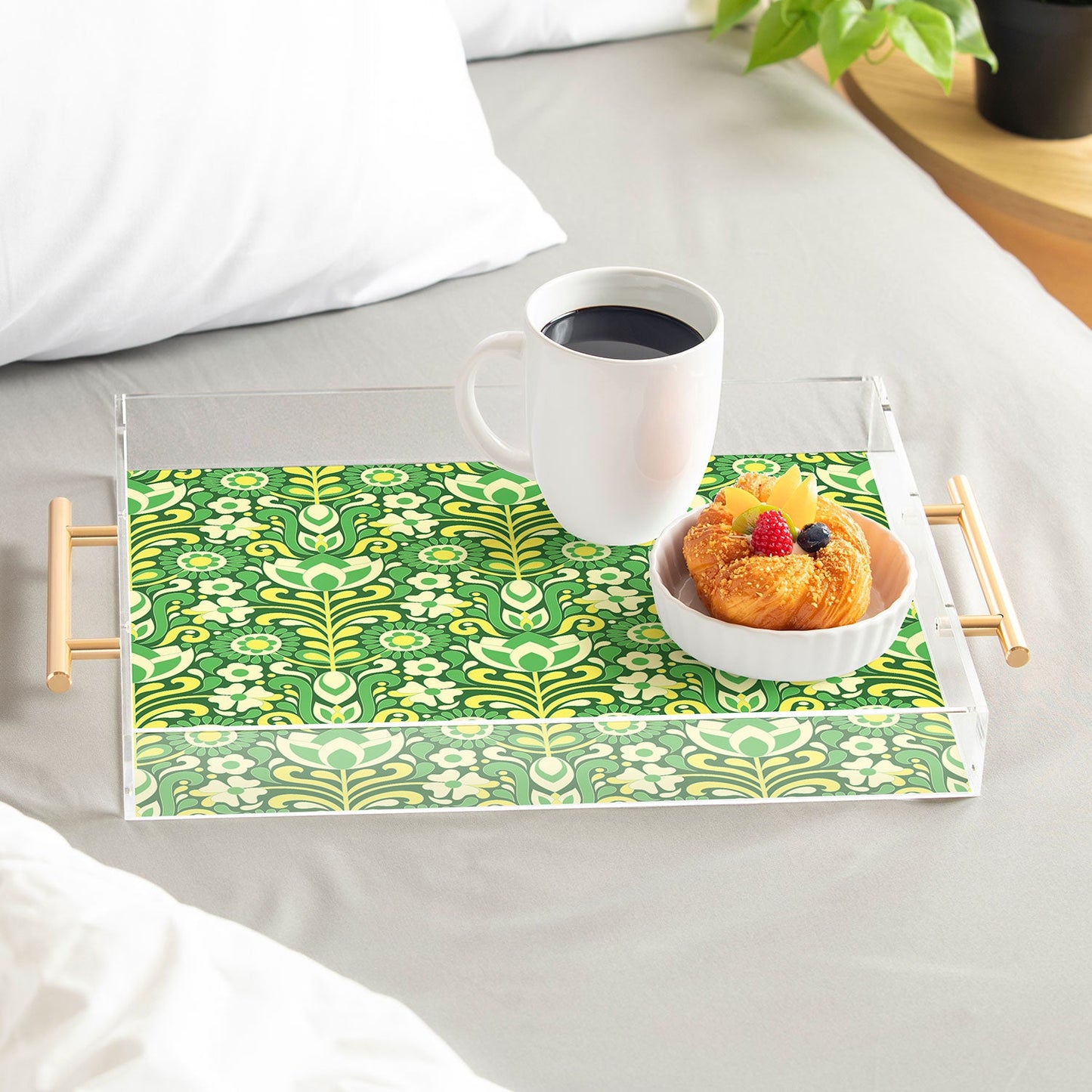 Jenean Morrison Climbing Floral Lemon Lime Acrylic Tray