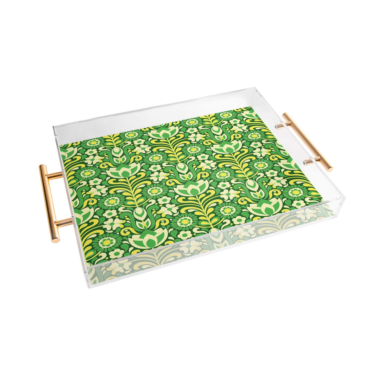 Jenean Morrison Climbing Floral Lemon Lime Acrylic Tray