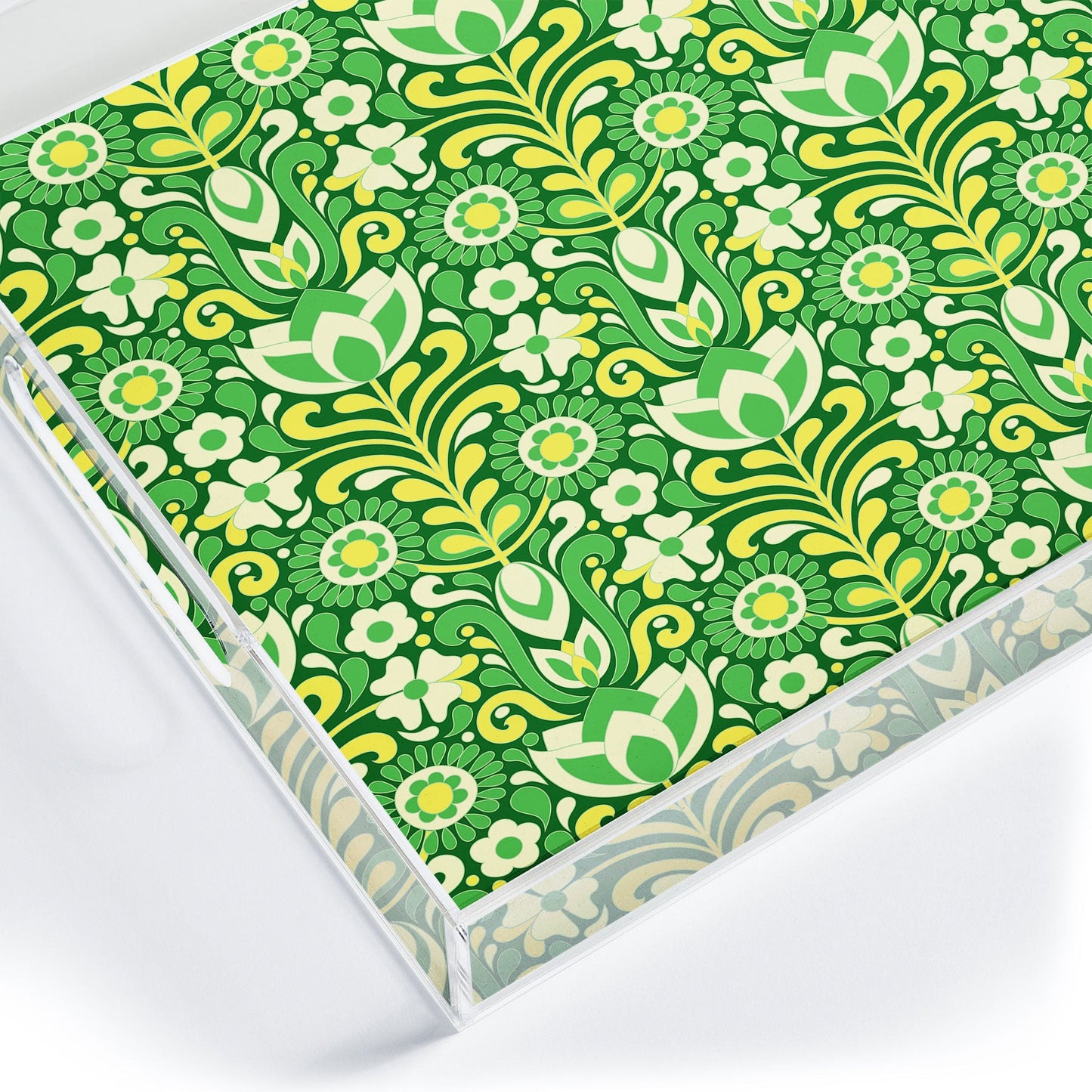 Jenean Morrison Climbing Floral Lemon Lime Acrylic Tray