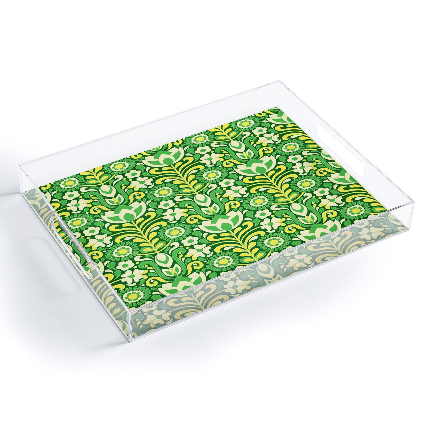 Jenean Morrison Climbing Floral Lemon Lime Acrylic Tray