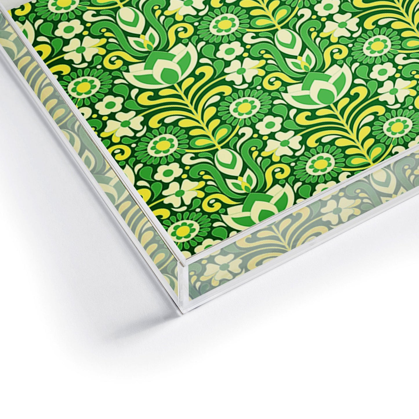 Jenean Morrison Climbing Floral Lemon Lime Acrylic Tray