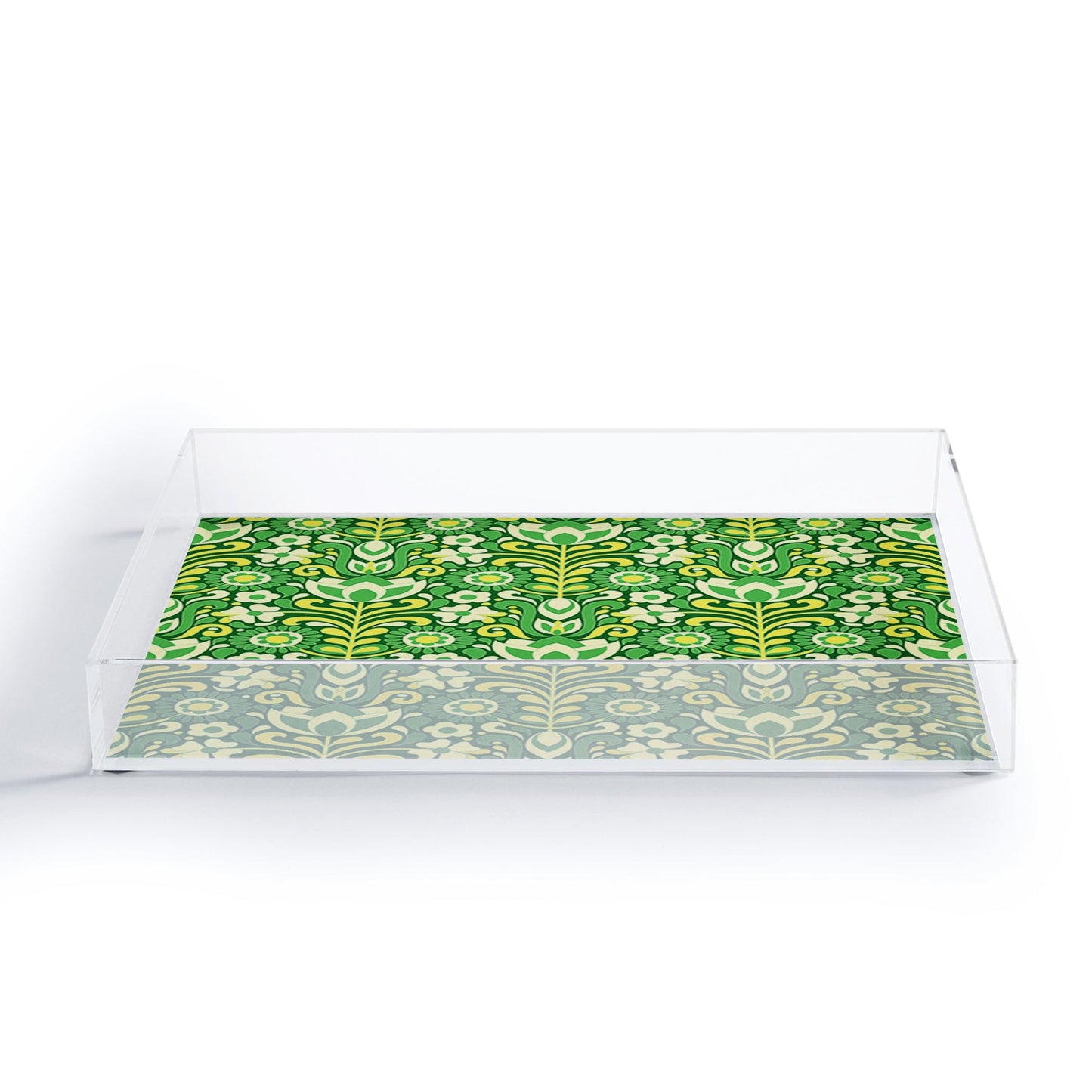 Jenean Morrison Climbing Floral Lemon Lime Acrylic Tray