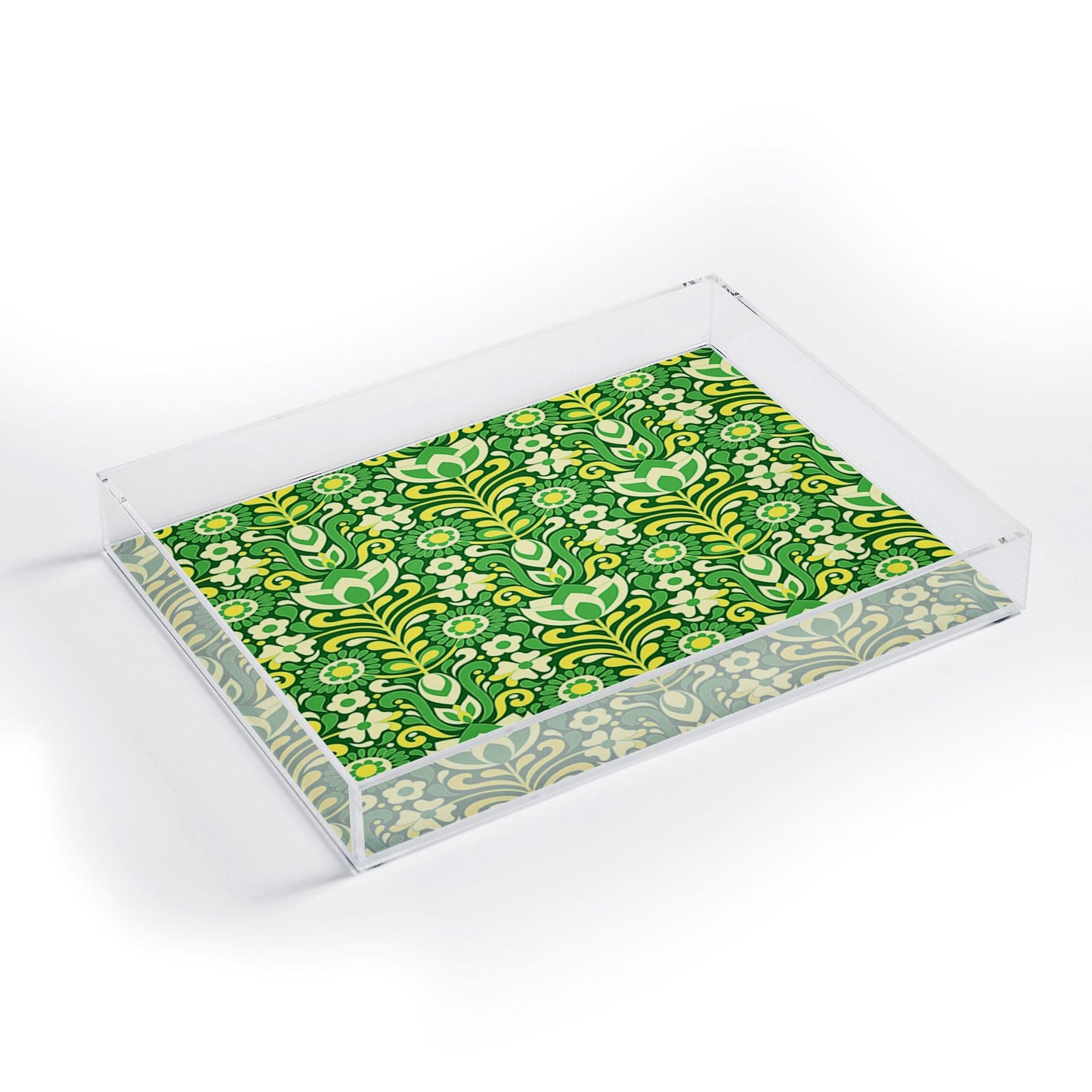 Jenean Morrison Climbing Floral Lemon Lime Acrylic Tray