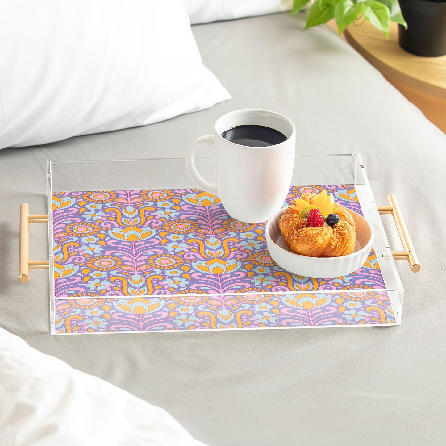 Jenean Morrison Climbing Floral Lilac Acrylic Tray